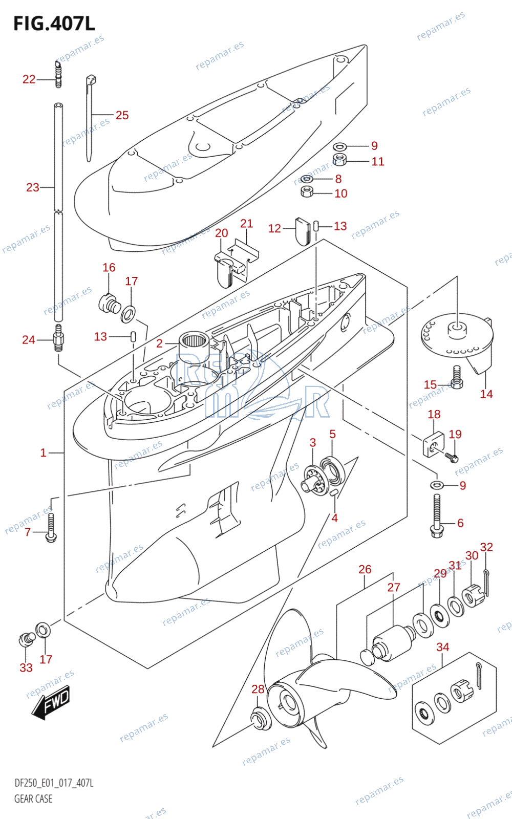 407L - GEAR CASE (DF250Z:E01)