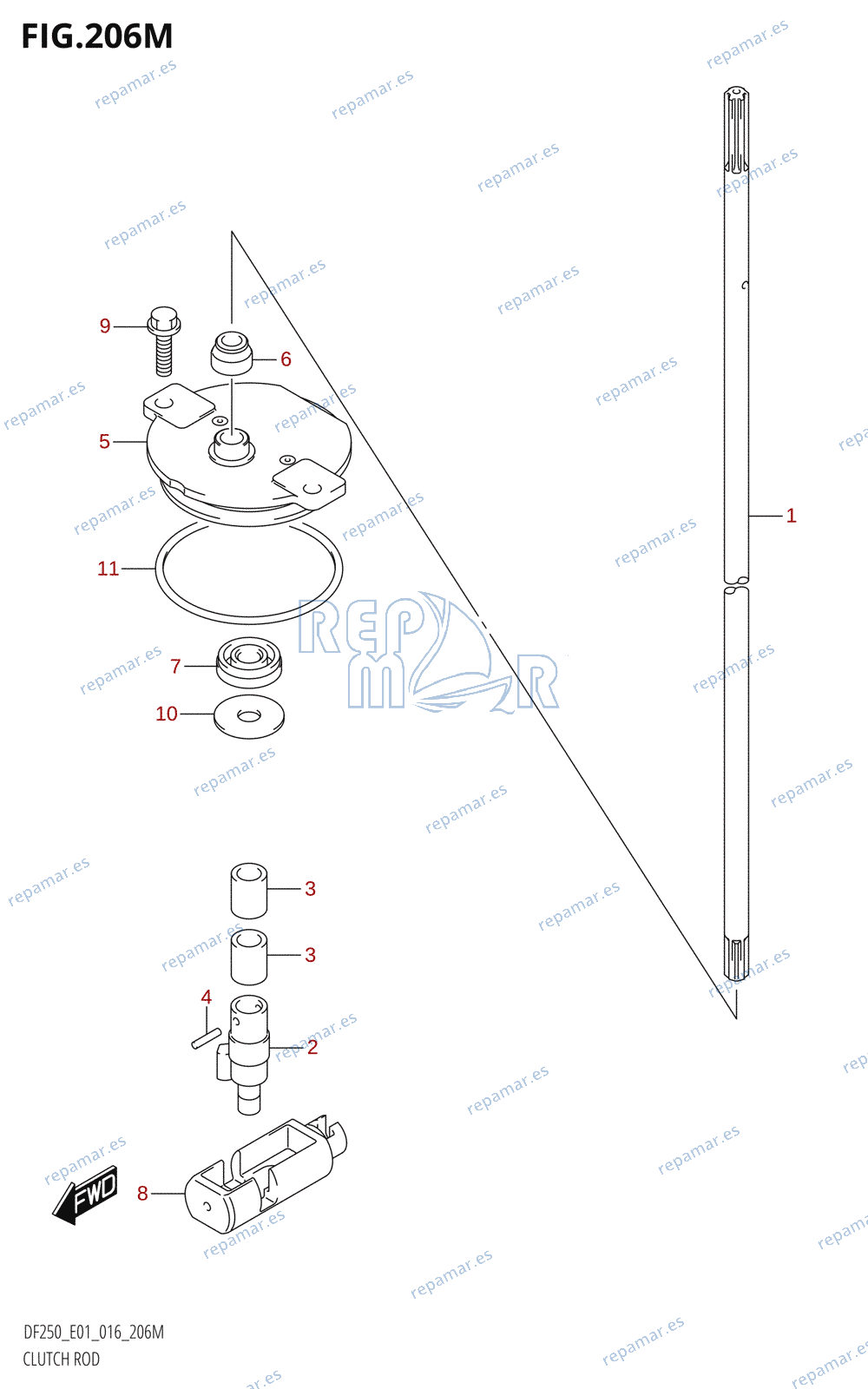 206L - CLUTCH ROD (DF250Z:E01)