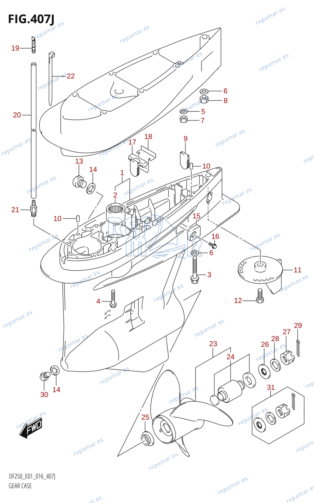 407J - GEAR CASE (DF250T:E01)