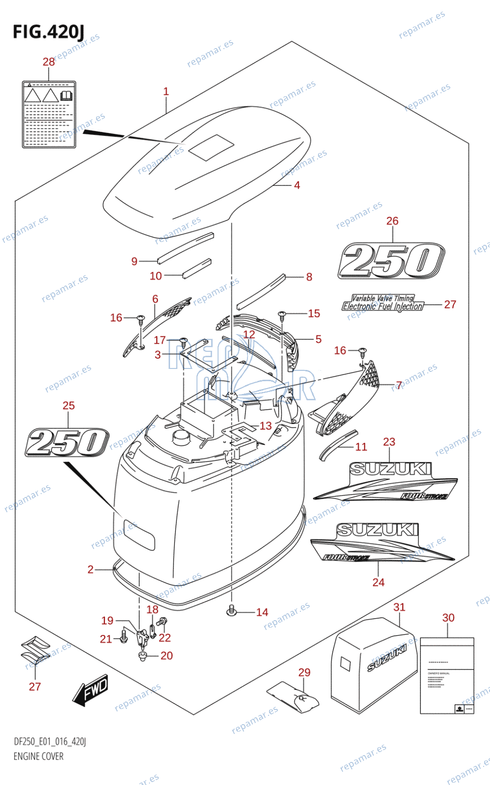 420J - ENGINE COVER (DF250T:E01,DF250Z:E01)