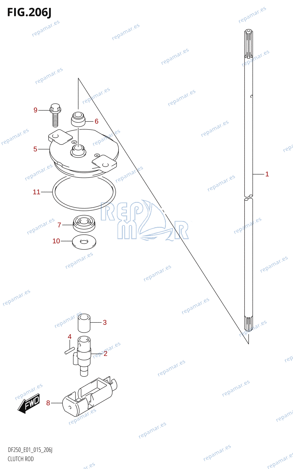 206J - CLUTCH ROD (DF250T:E01)