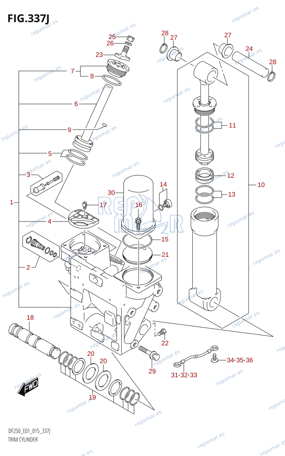 337J - TRIM CYLINDER (DF250T:E01:(X-TRANSOM,XX-TRANSOM))