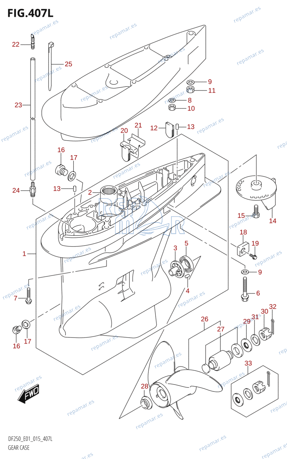 407L - GEAR CASE (DF250Z:E01)