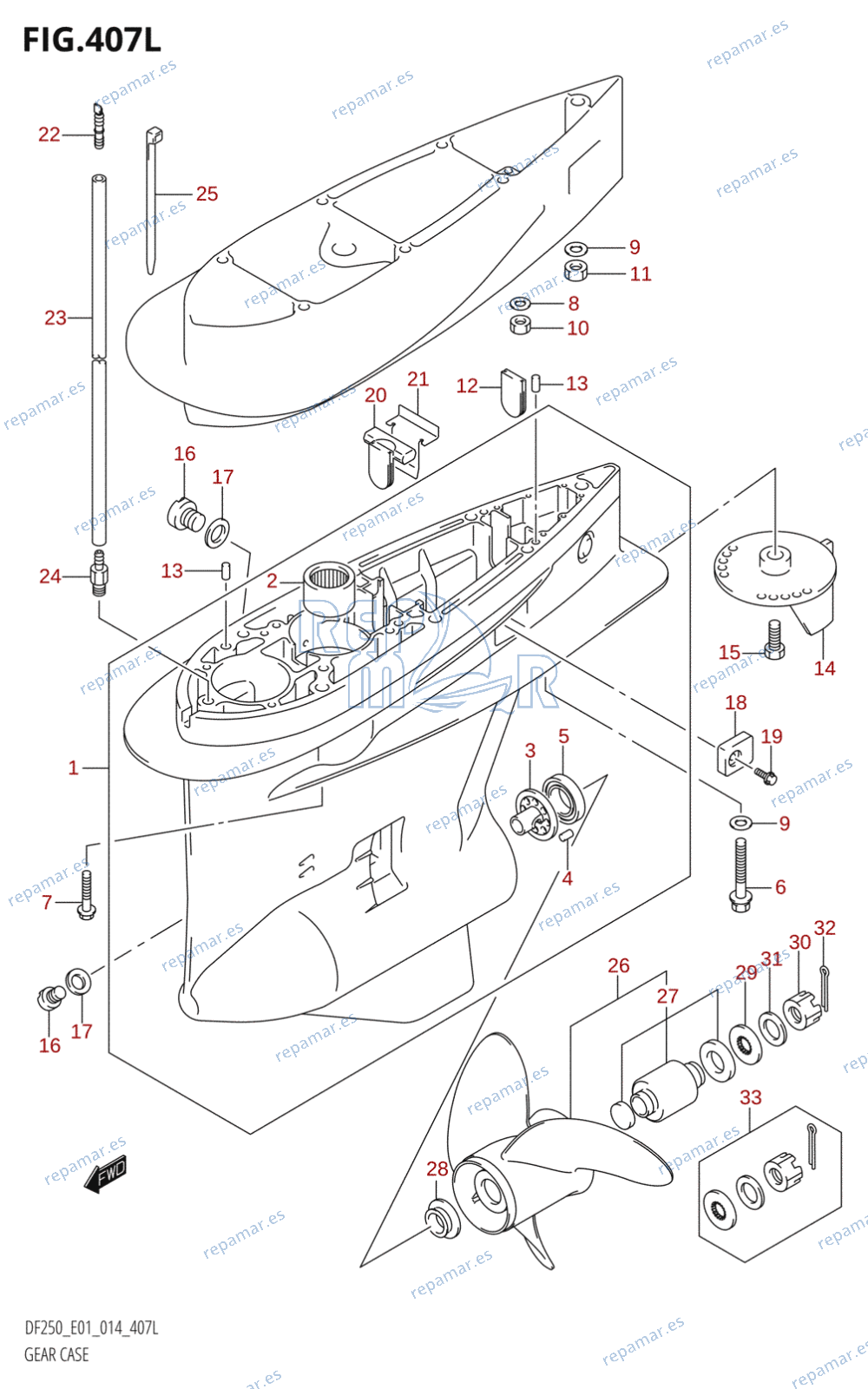 407L - GEAR CASE (DF250Z:E01)