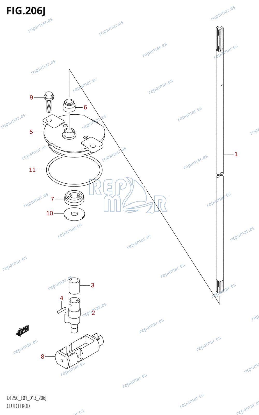 206J - CLUTCH ROD (DF250T:E01)