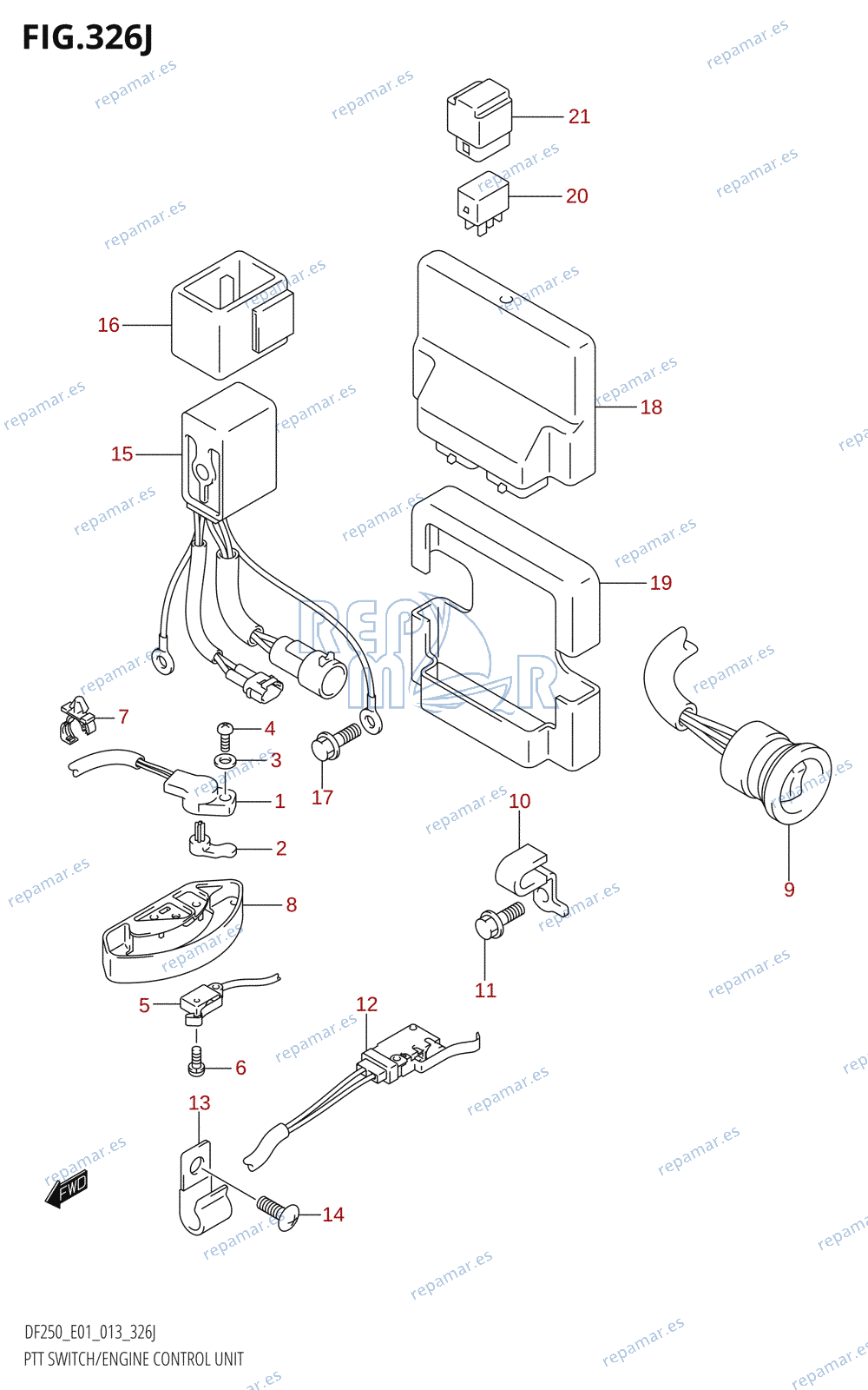 326J - PTT SWITCH /​ ENGINE CONTROL UNIT (DF250T:E01)