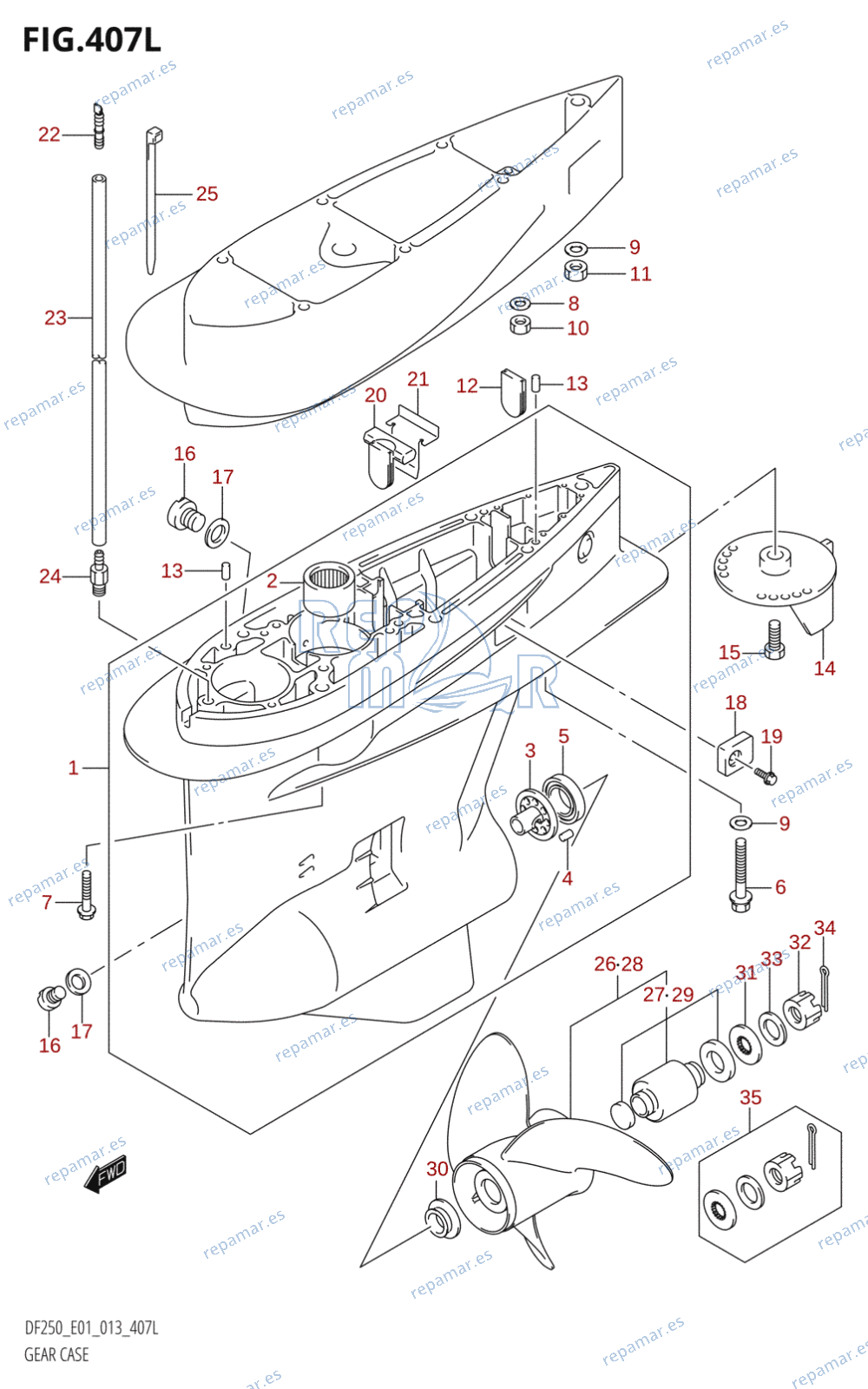 407L - GEAR CASE (DF250Z:E01)