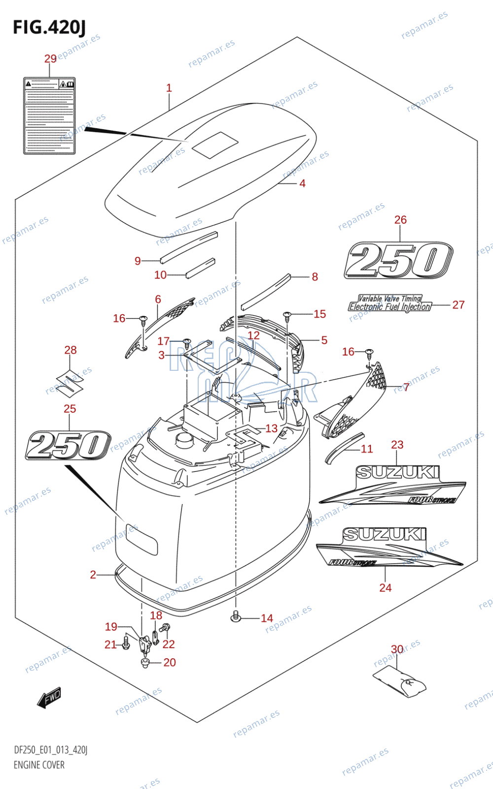 420J - ENGINE COVER (DF250T:E01)