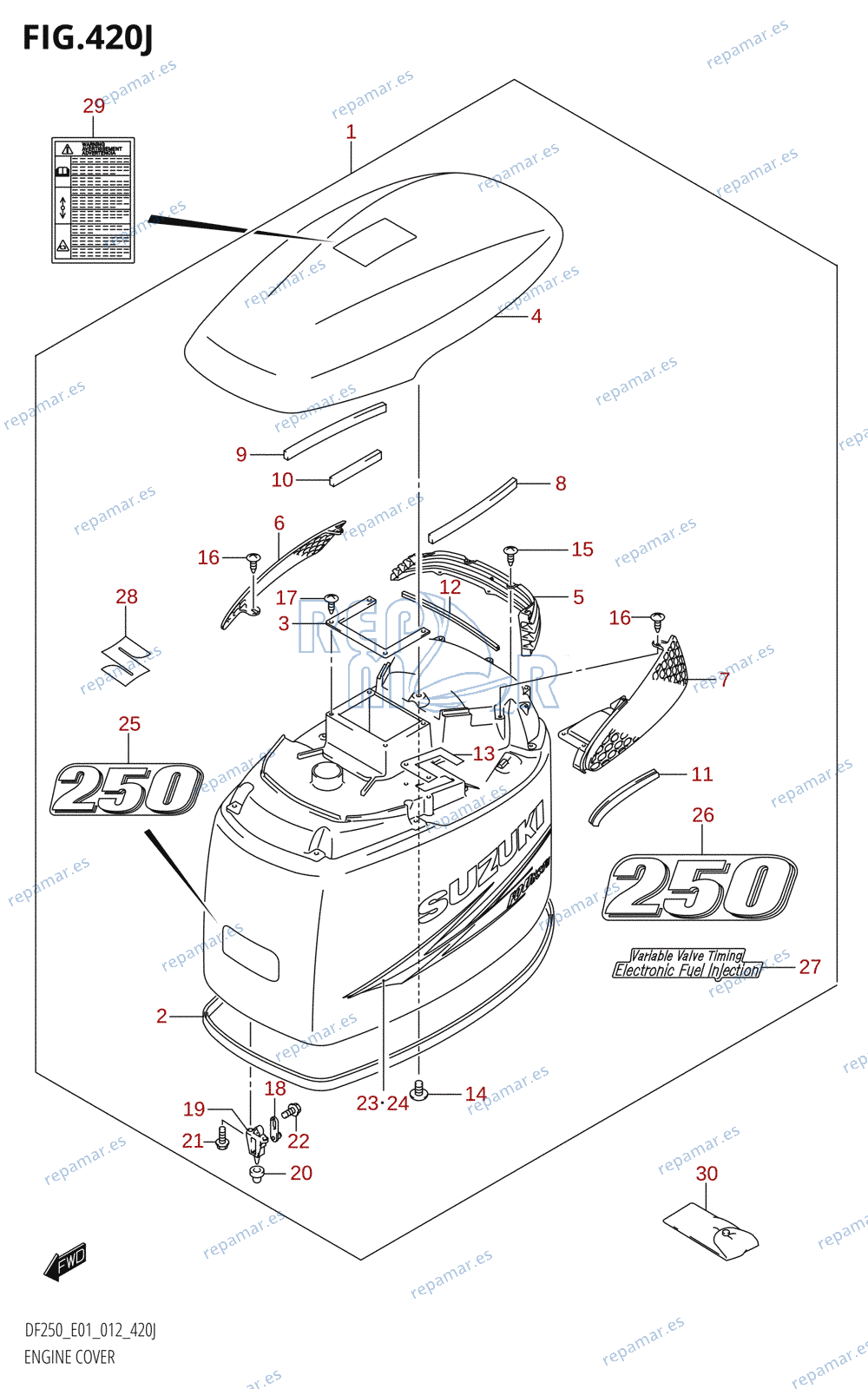 420J - ENGINE COVER (DF250T:E01)