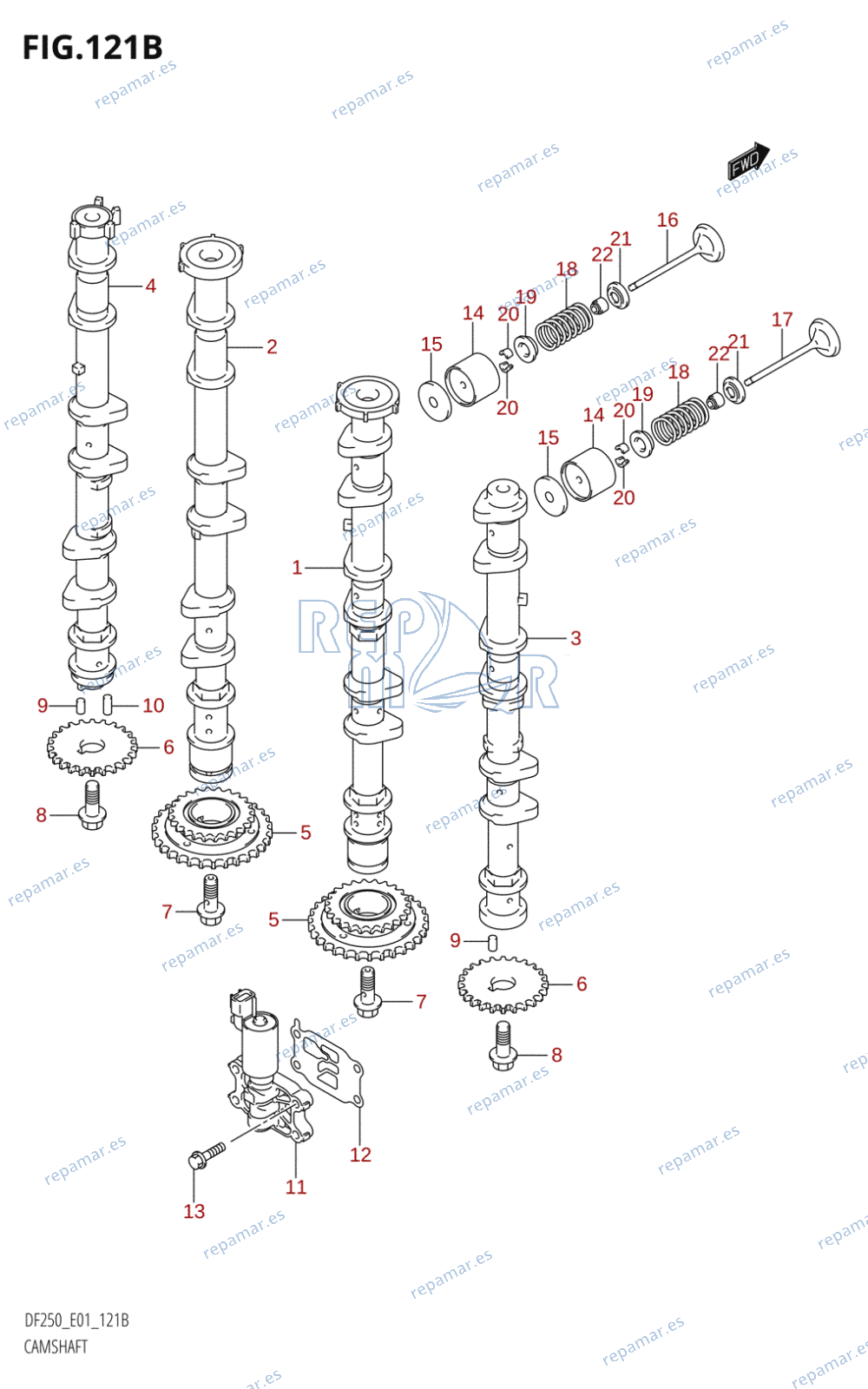 121A - CAMSHAFT (DF200T,DF200WT,DF200Z,DF200WZ,DF225T,DF225WT,DF225Z,DF225WZ)