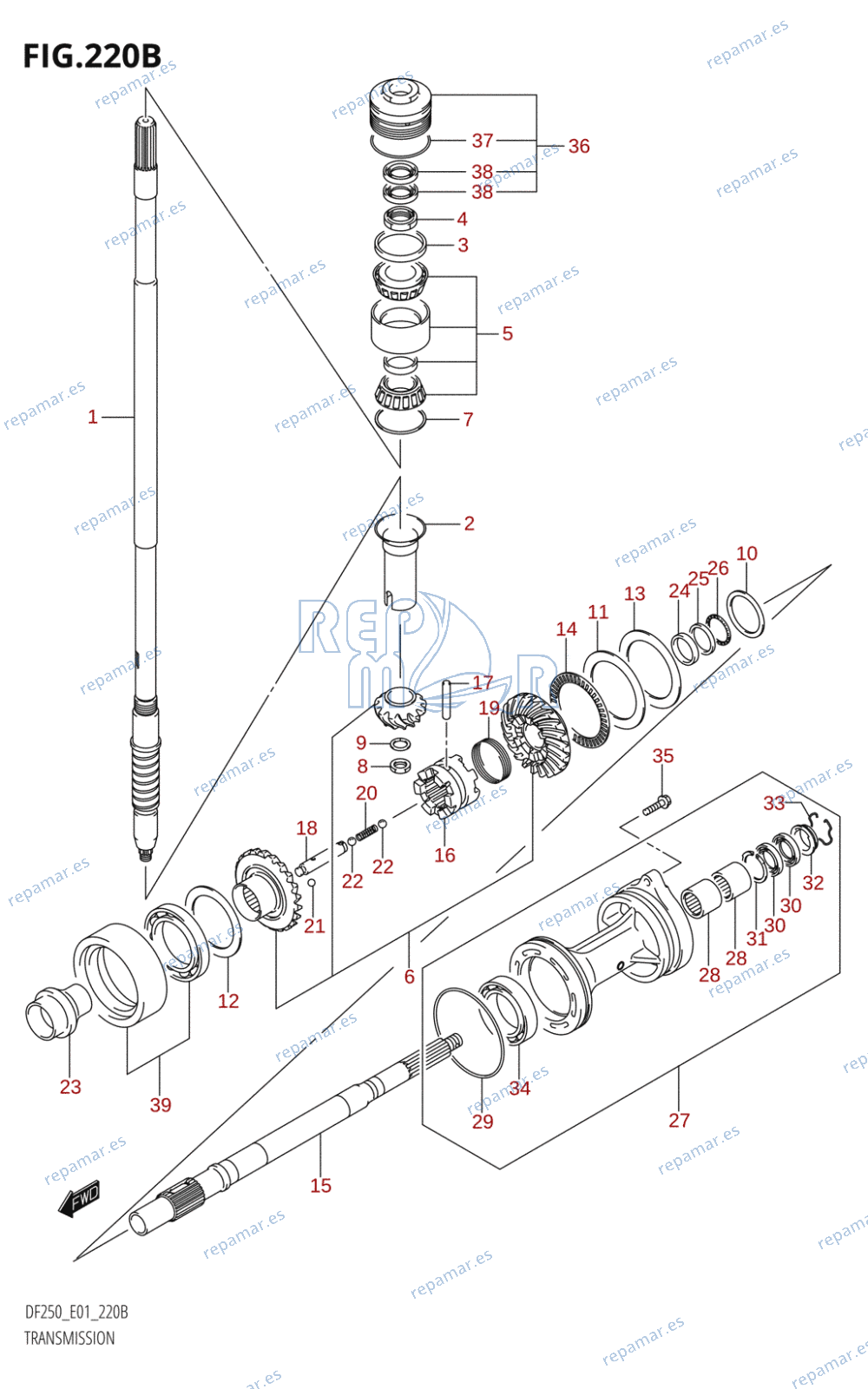 220B - TRANSMISSION (DF200Z,DF200WZ,DF225Z,DF225WZ,DF250Z)