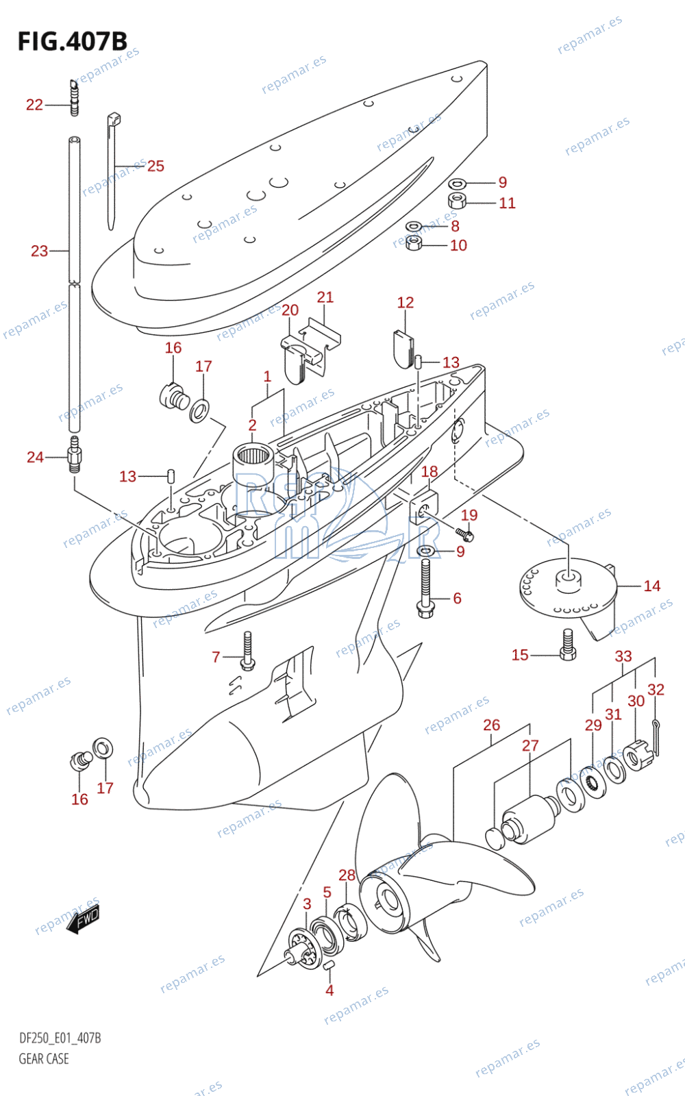 407B - GEAR CASE (DF200Z,DF200WZ,DF225Z,DF225WZ,DF250Z)