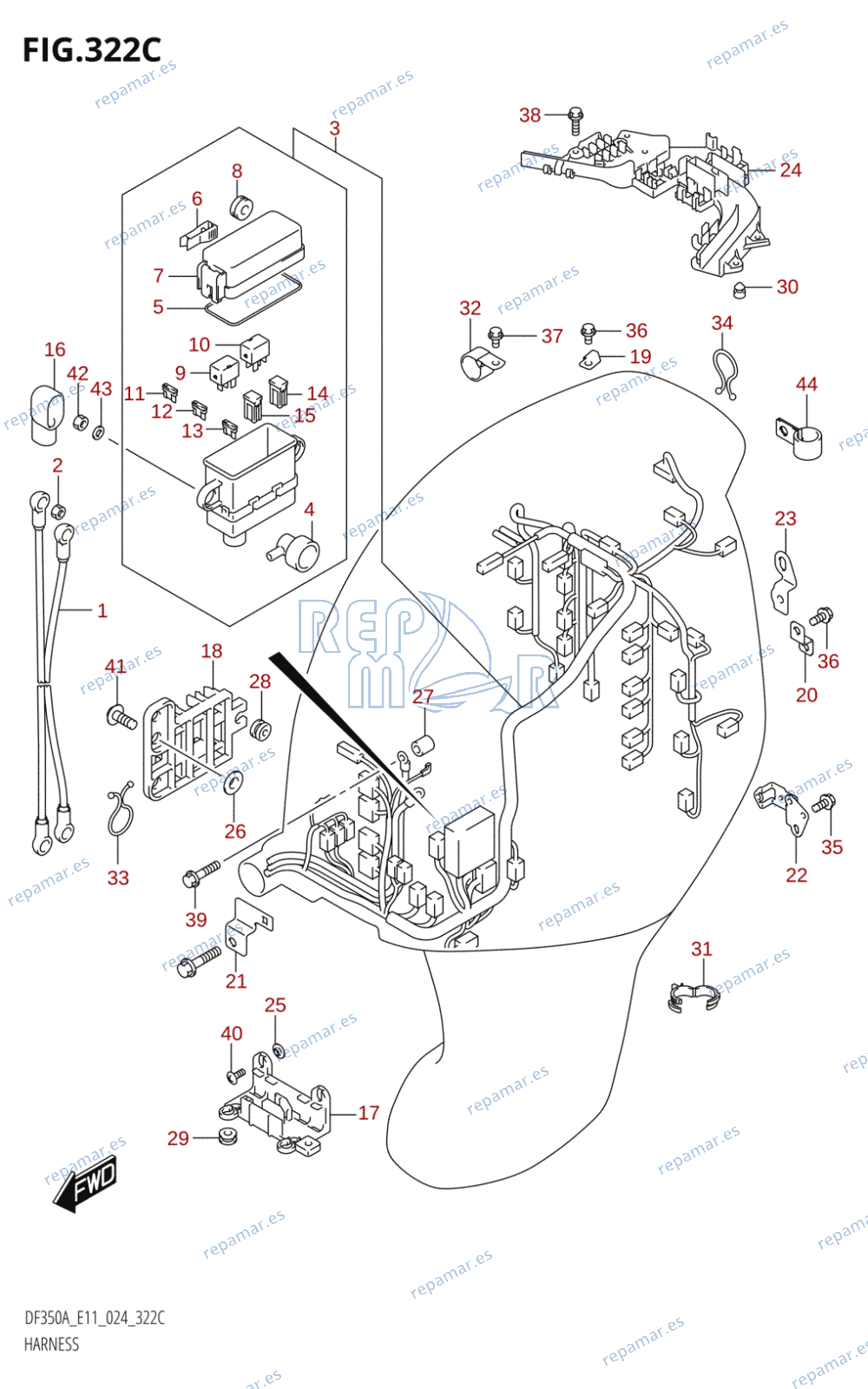 322C - HARNESS (DF350A,DF325A,DF300B)