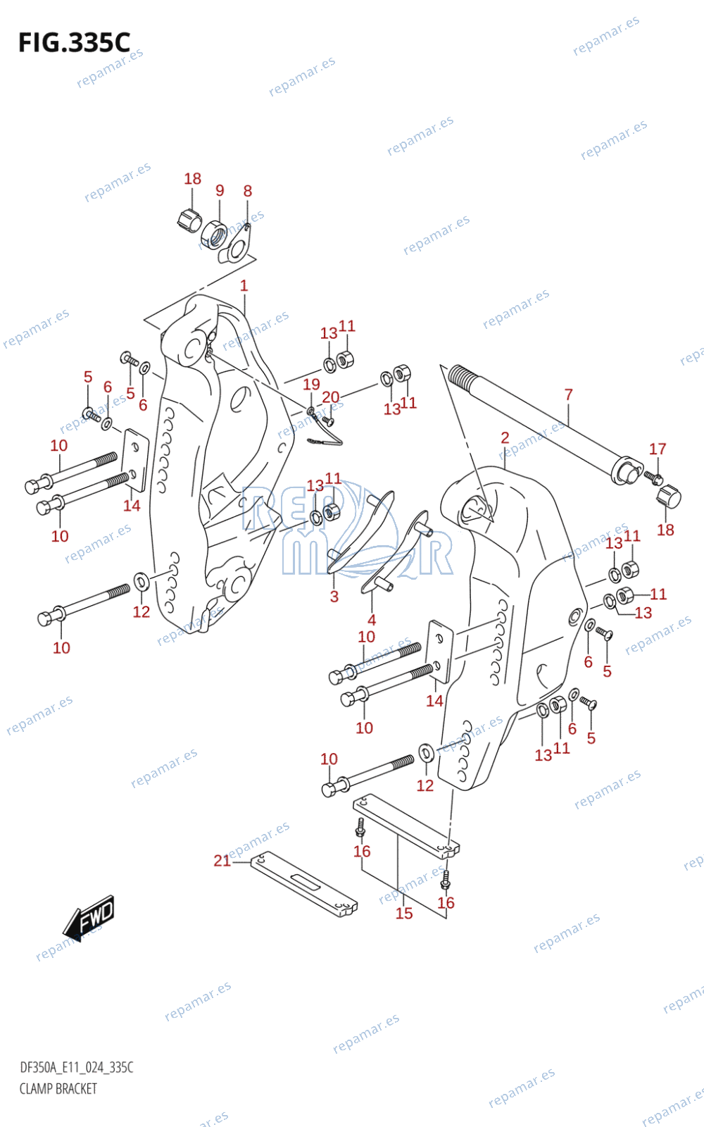 335C - CLAMP BRACKET (DF350AMD,DF300BMD)