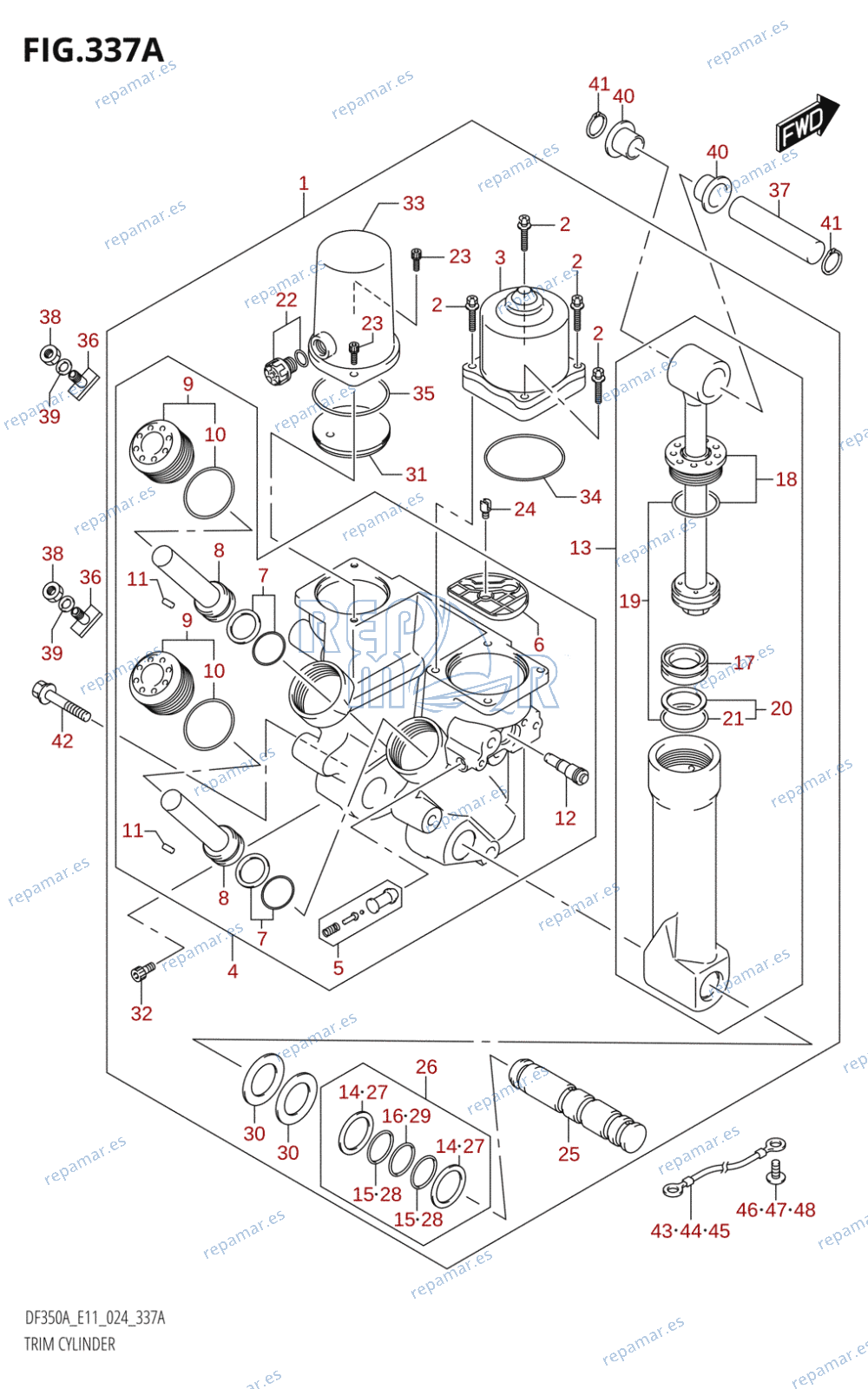 337A - TRIM CYLINDER (DF350A,DF325A,DF300B)