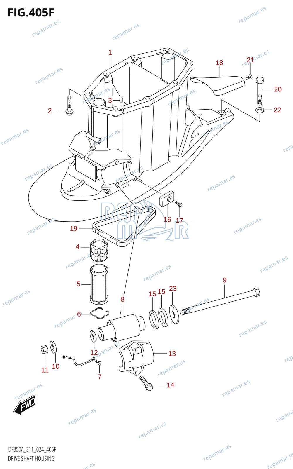 405F - DRIVE SHAFT HOUSING ((DF350AMD,DF300BMD):X-TRANSOM)