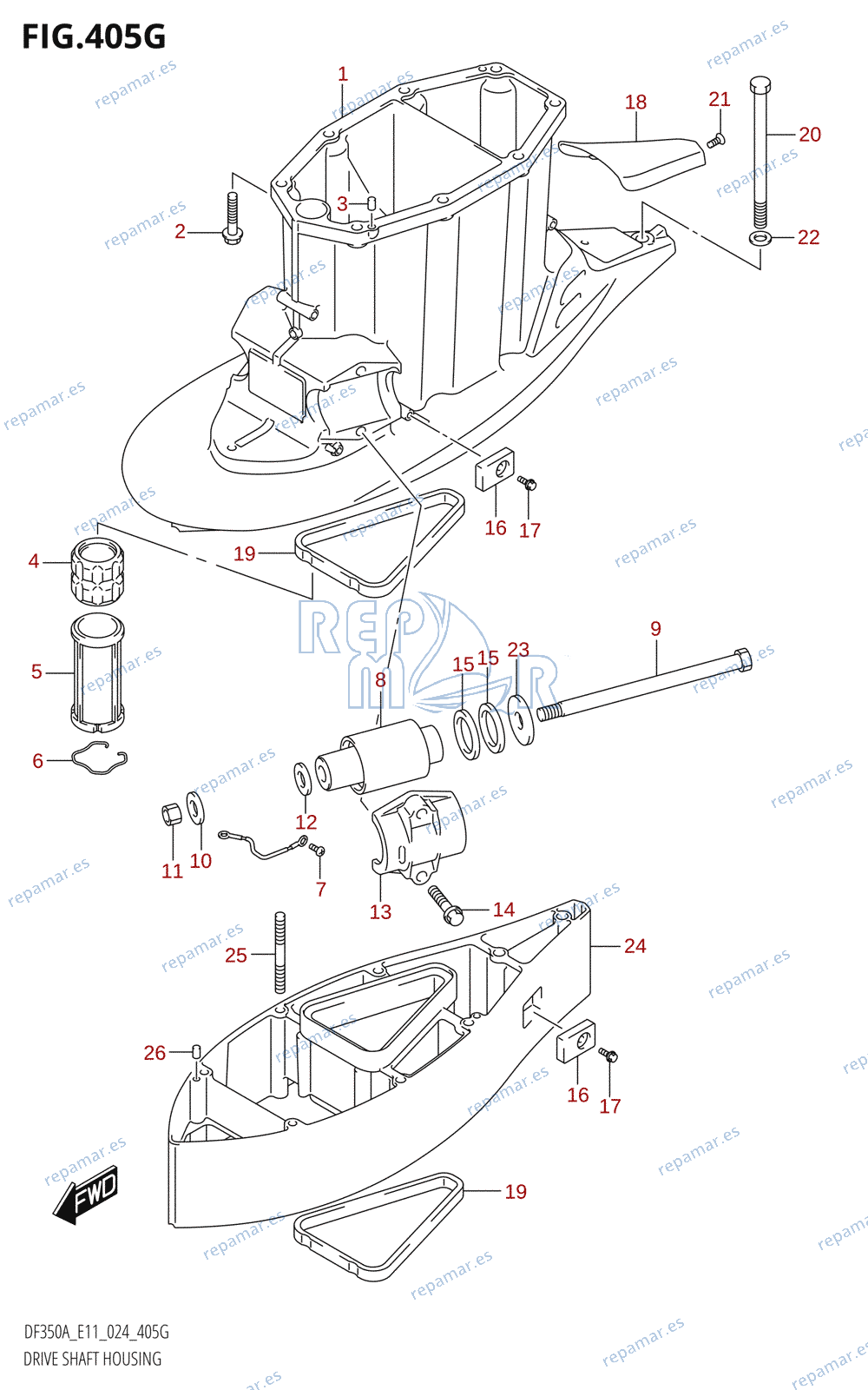 405G - DRIVE SHAFT HOUSING ((DF350AMD,DF300BMD):XX-TRANSOM)