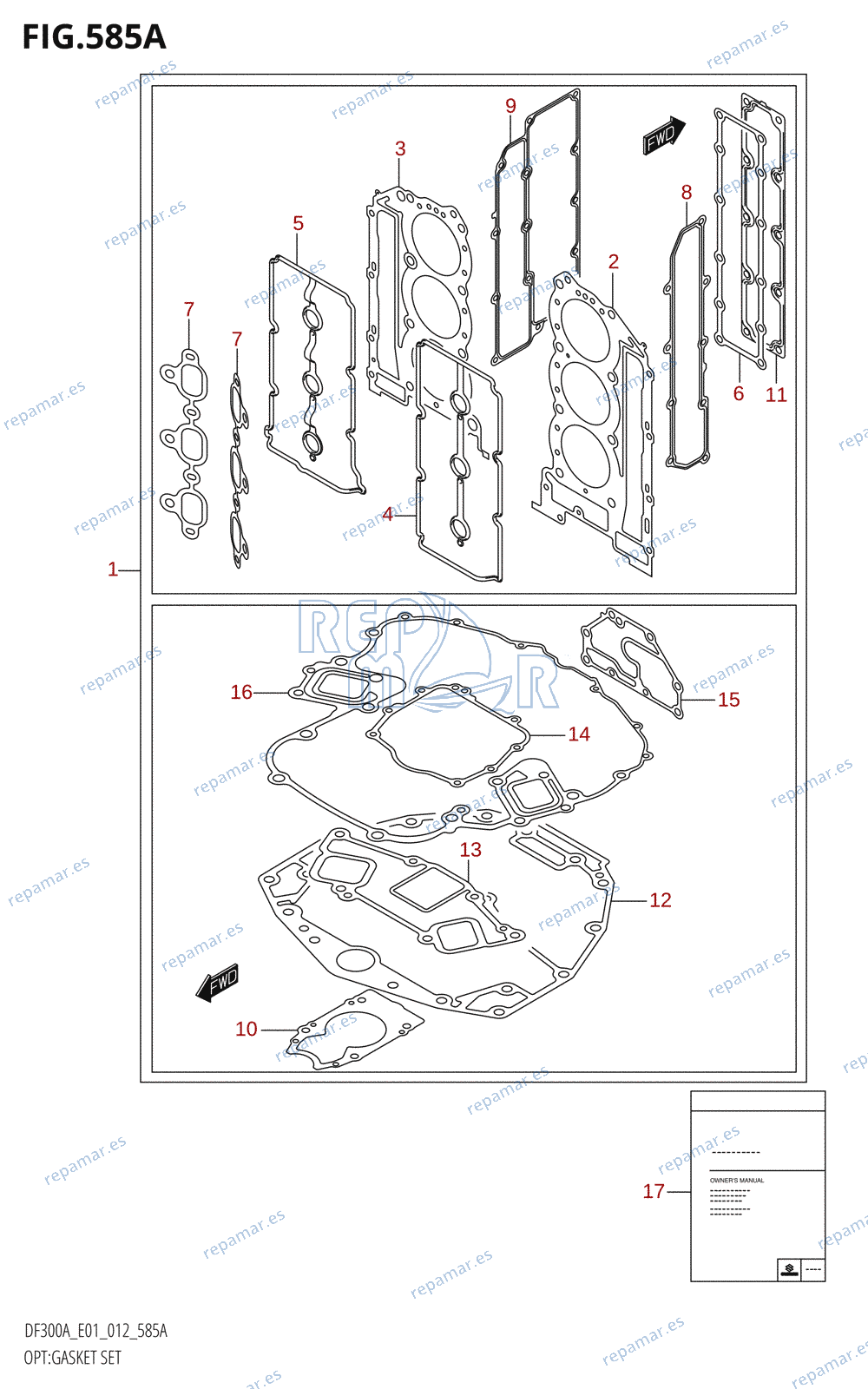 585A - OPT:GASKET SET (DF300A:E01)