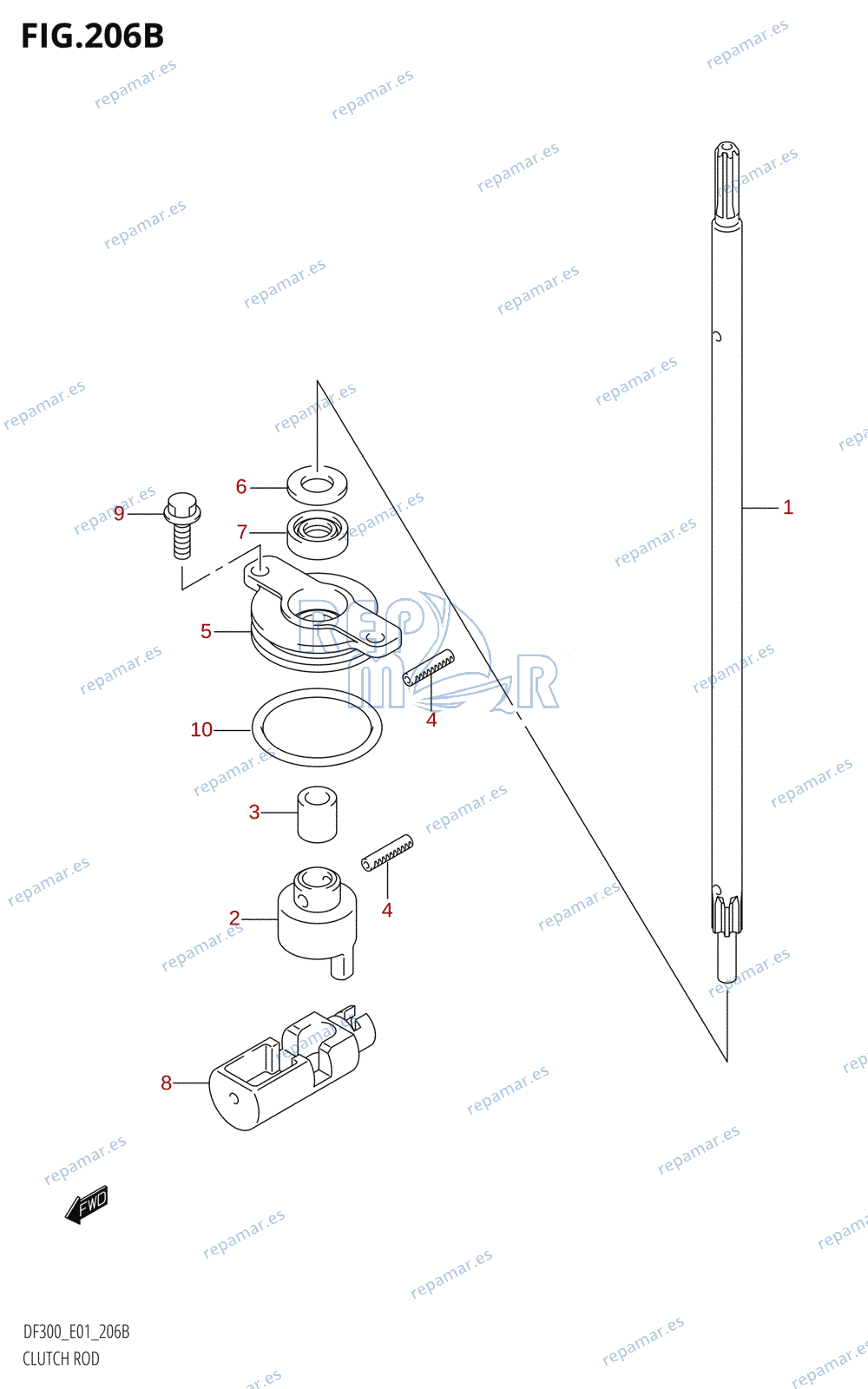 206B - CLUTCH ROD (DF300Z)