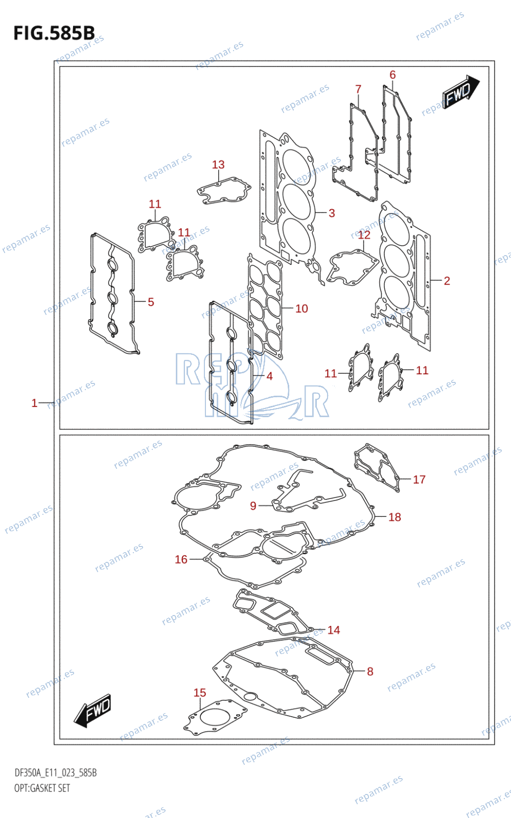 585B - OPT:GASKET SET (023)