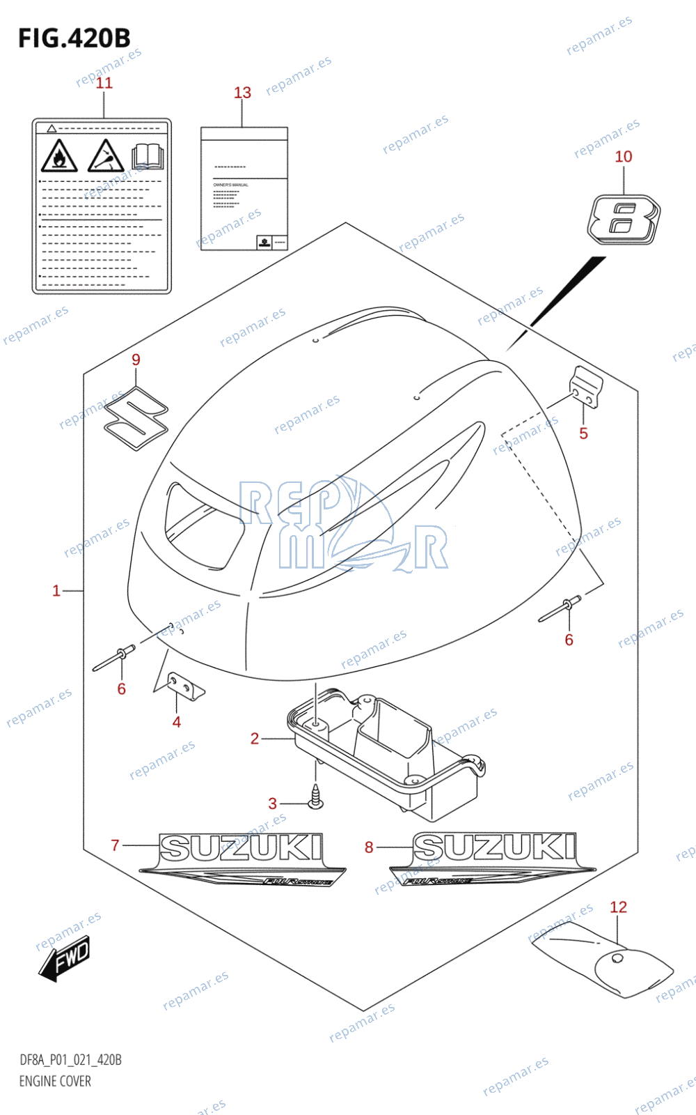 420B - ENGINE COVER ((DF8A,DF8AR):021)