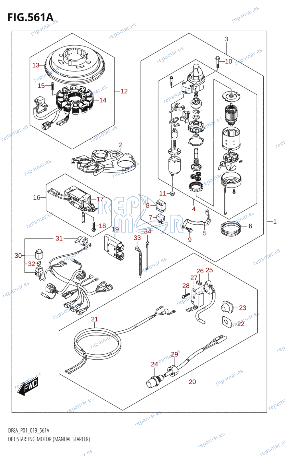 561A - OPT:STARTING MOTOR (MANUAL STARTER) (DF8A,DF9.9A)