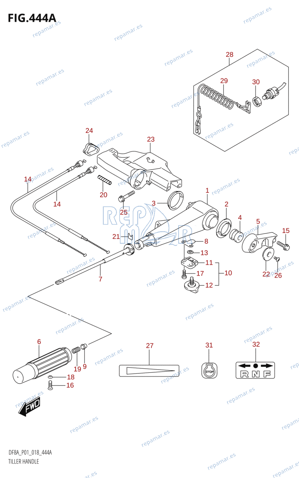 444A - TILLER HANDLE (DF8A,DF9.9A)