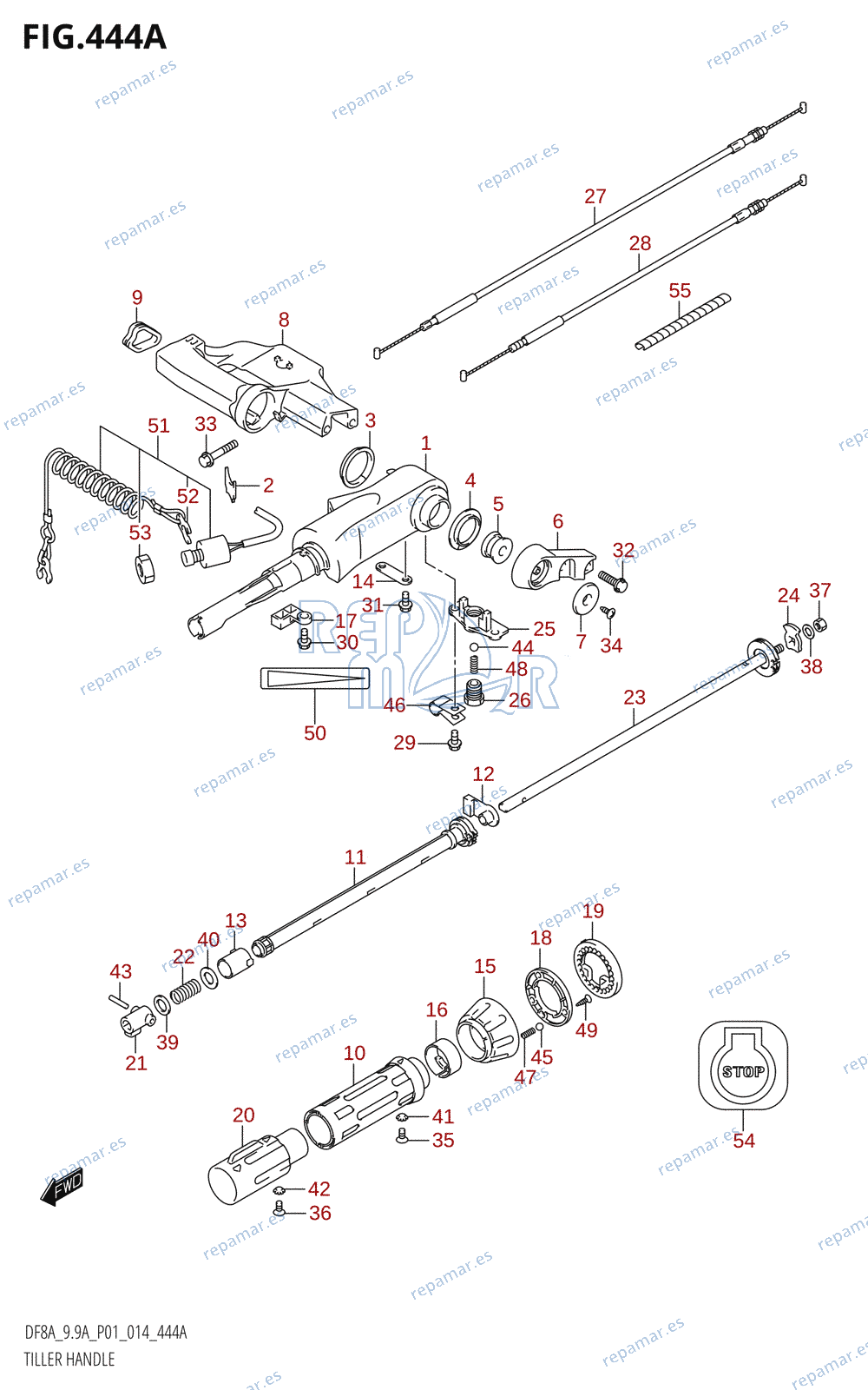 444A - TILLER HANDLE (DF8A:P01)