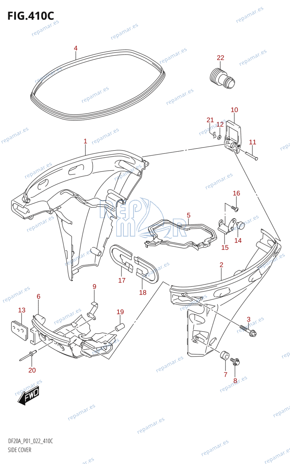 410C - SIDE COVER (DF9.9BR,DF15AR,DF20AR)