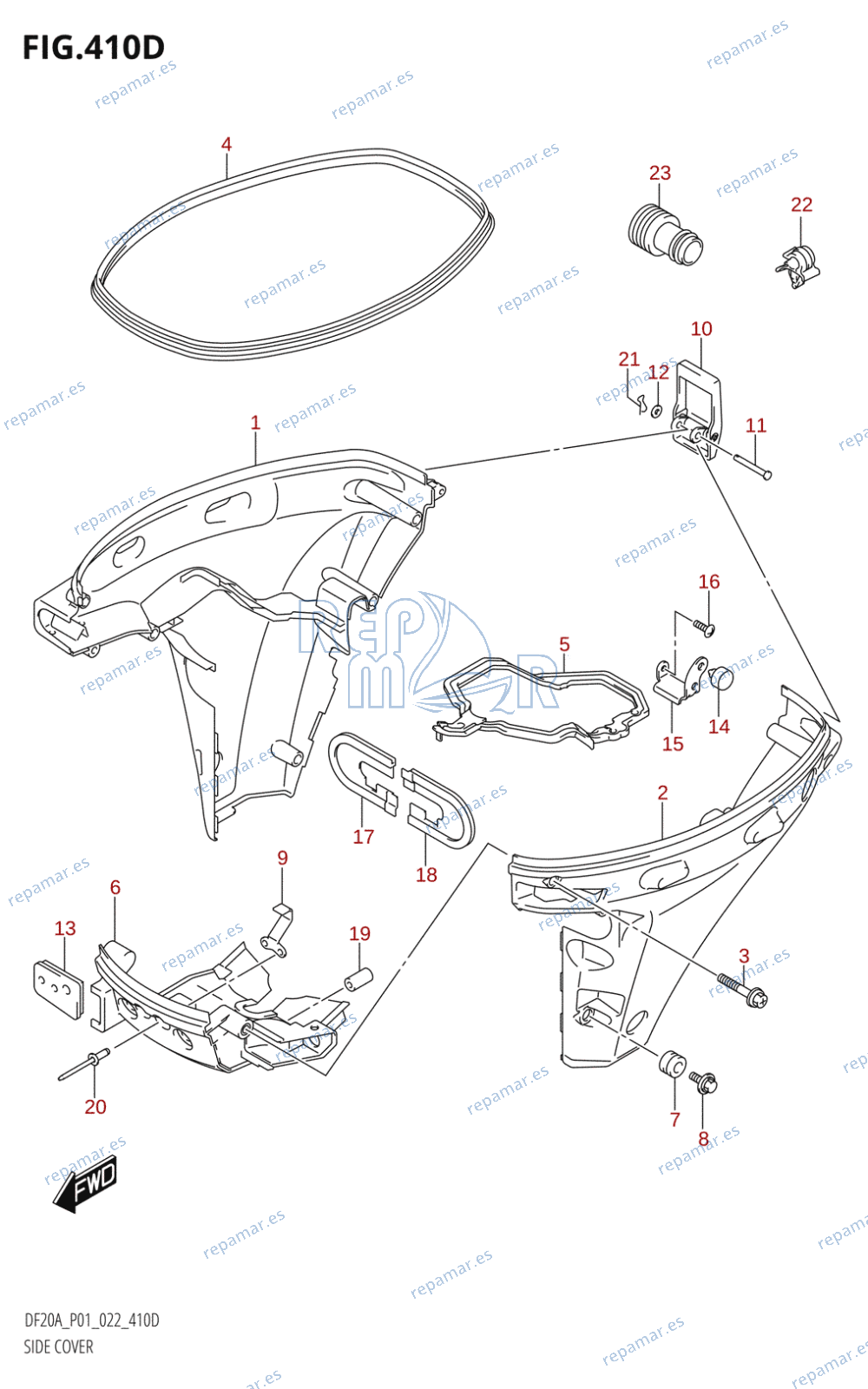 410D - SIDE COVER (DF9.9BT,DF15AT,DF20AT)