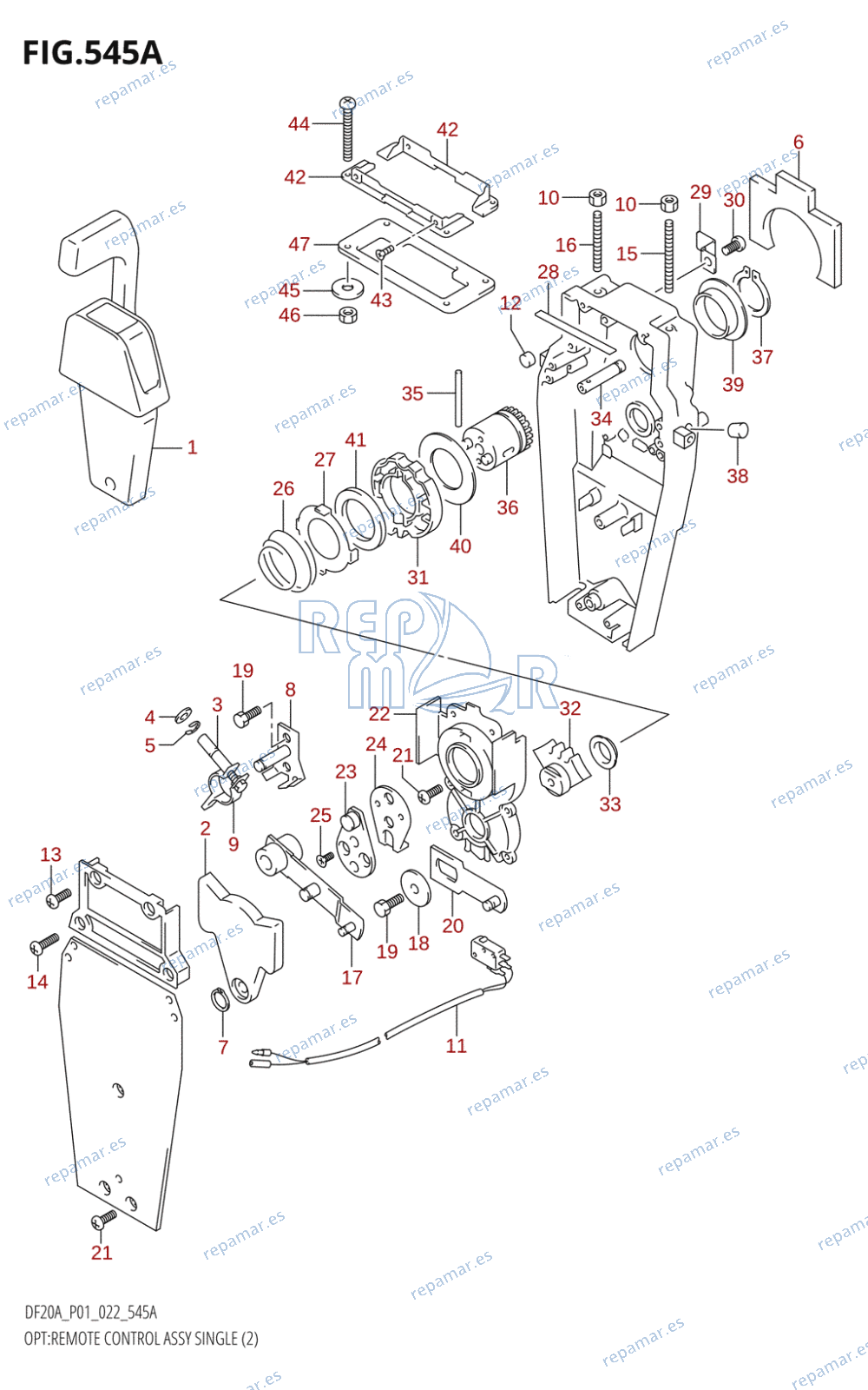 545A - OPT:REMOTE CONTROL ASSY SINGLE (2) (DF9.9B,DF9.9BR,DF9.9BT,DF15A)