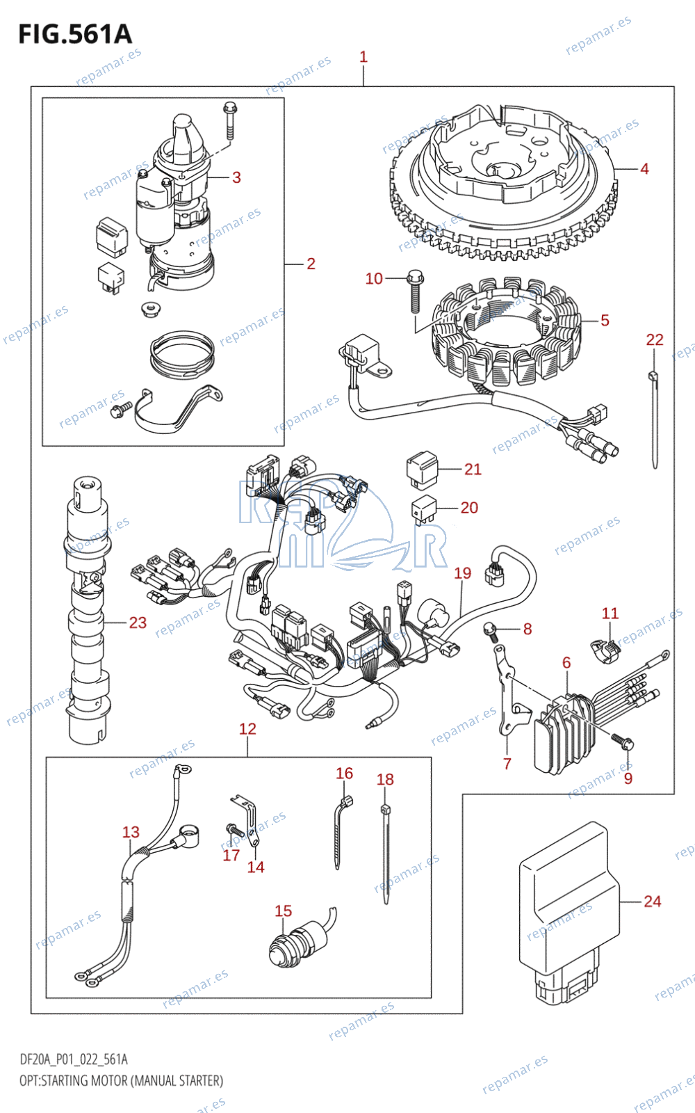 561A - OPT:STARTING MOTOR (MANUAL STARTER) (DF9.9B:M-STARTER)