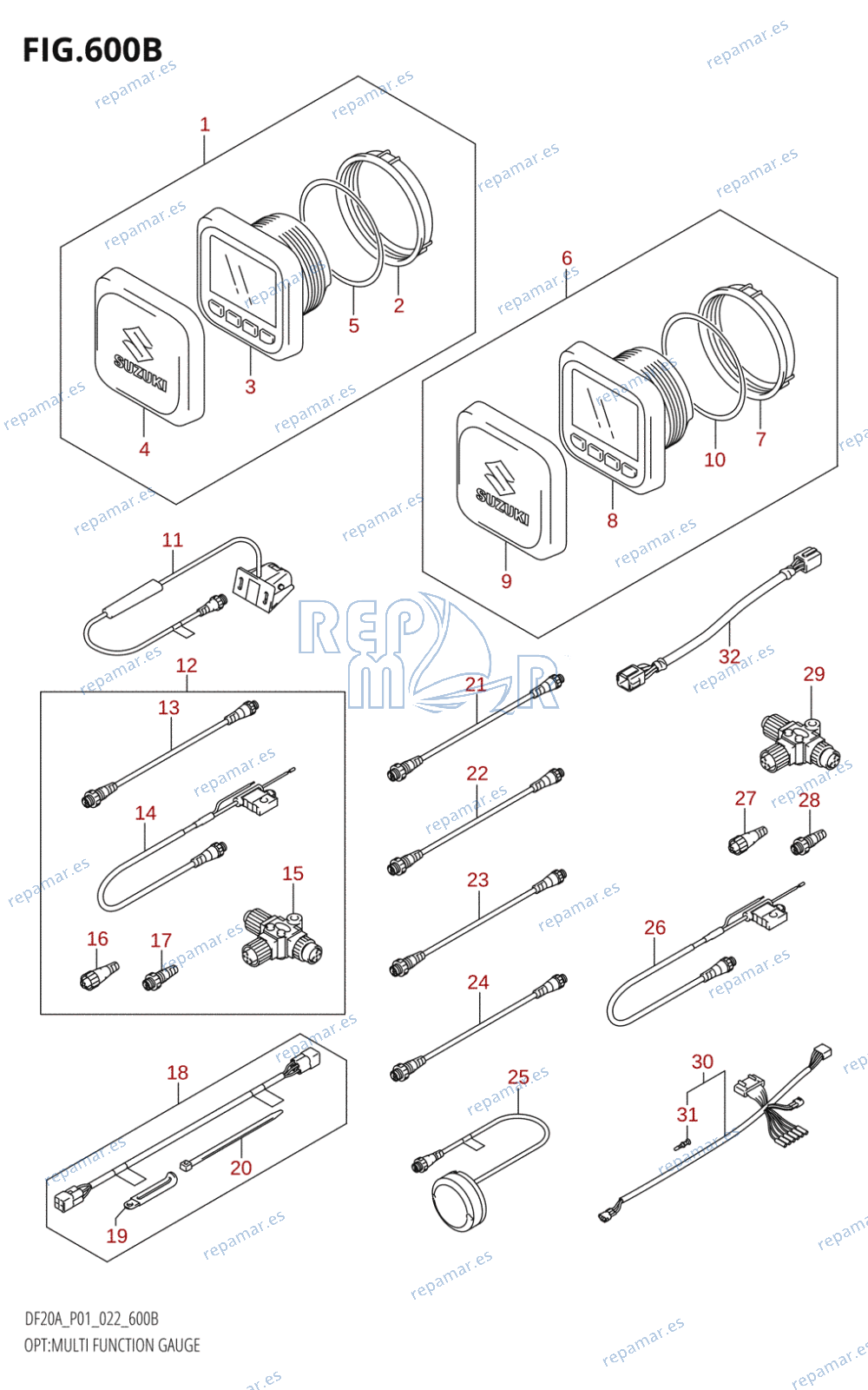 600B - OPT:MULTI FUNCTION GAUGE ((DF9.9B,DF9.9BR,DF9.9BT,DF15A,DF15AR,DF15AT,DF20A,DF20AR,DF20AT):022)