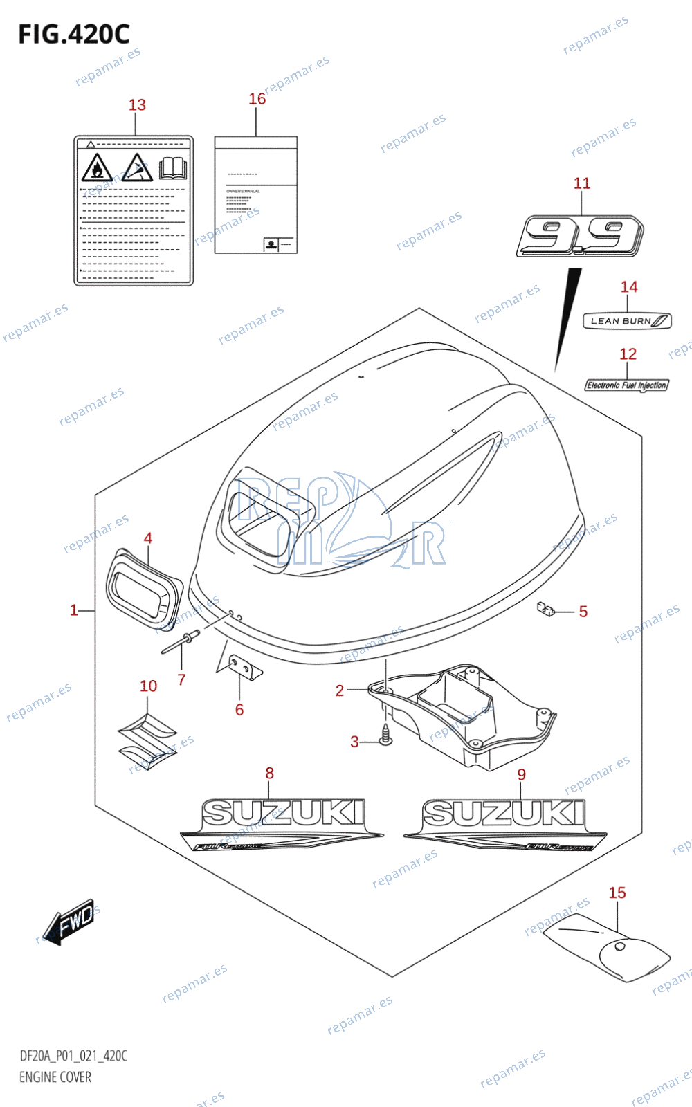 420C - ENGINE COVER ((DF9.9B,DF9.9BR):021)