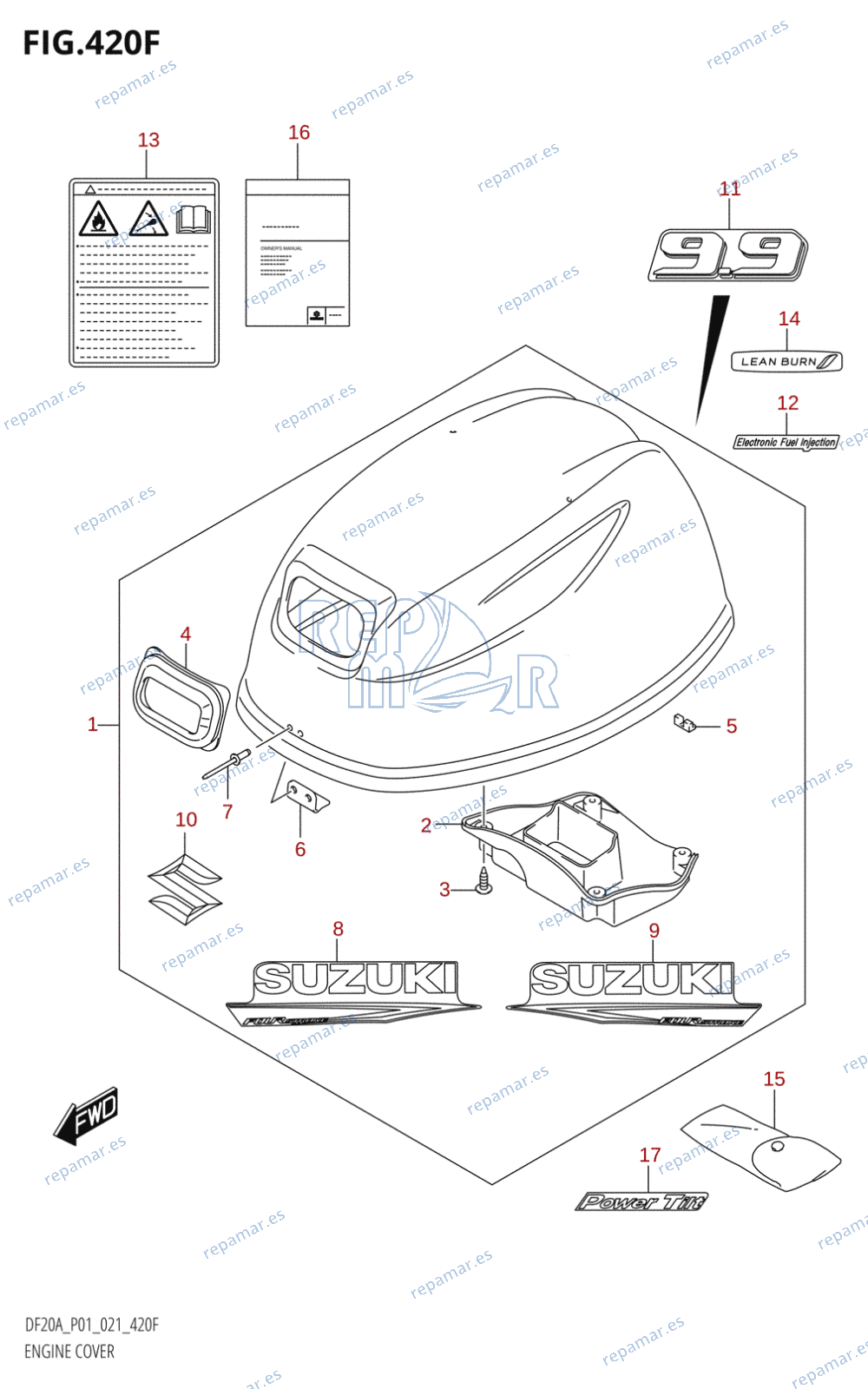 420F - ENGINE COVER (DF9.9BT:021)