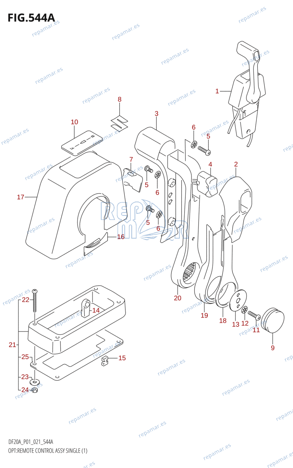 544A - OPT:REMOTE CONTROL ASSY SINGLE (1) (DF9.9B,DF9.9BR,DF9.9BT,DF15A)