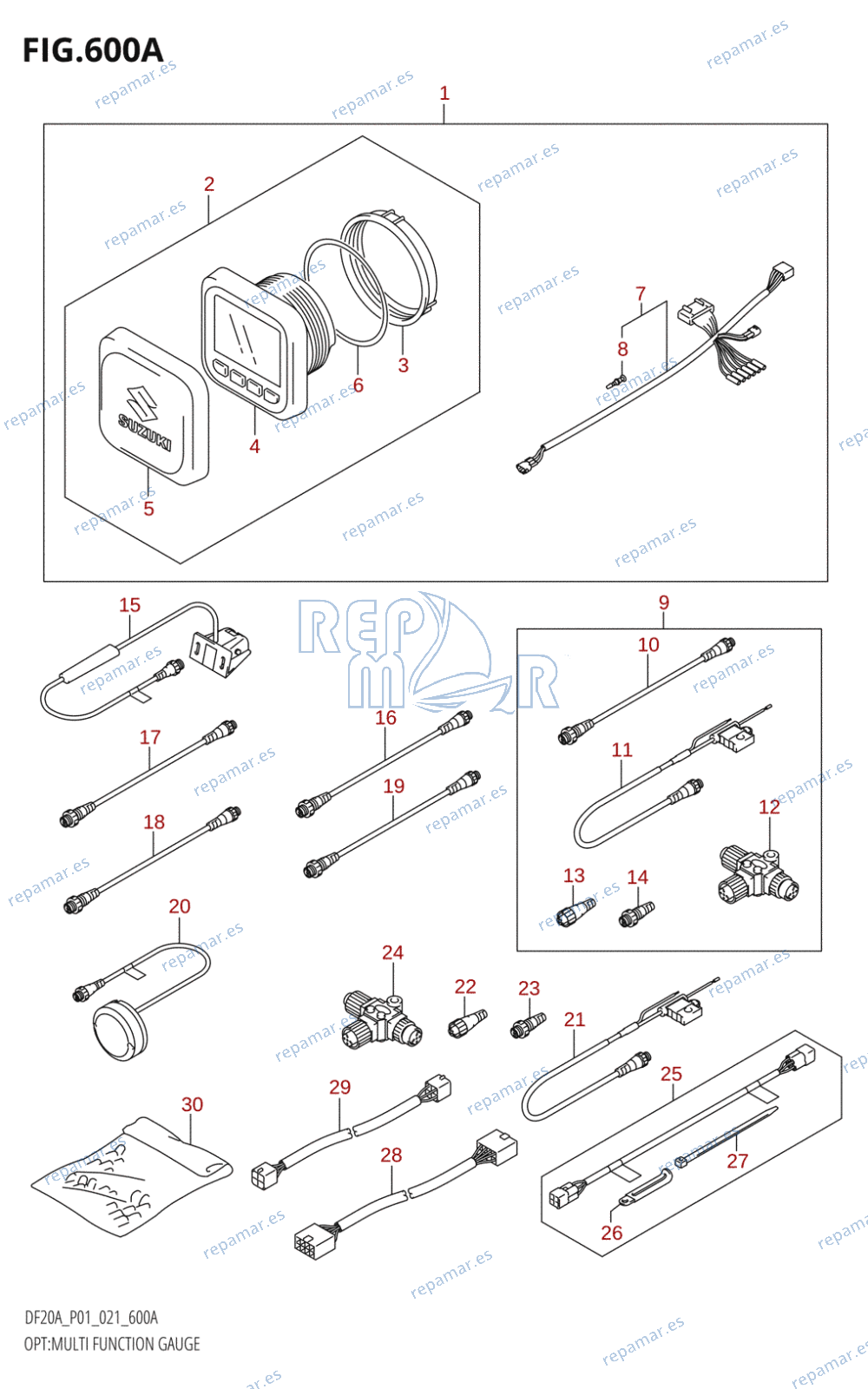 600A - OPT:MULTI FUNCTION GAUGE (DF9.9BR,DF9.9BT)