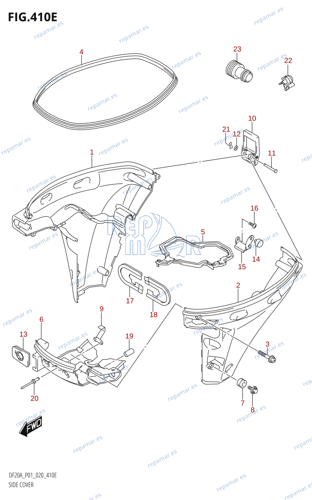 410E - SIDE COVER (DF9.9BTH,DF20ATH)