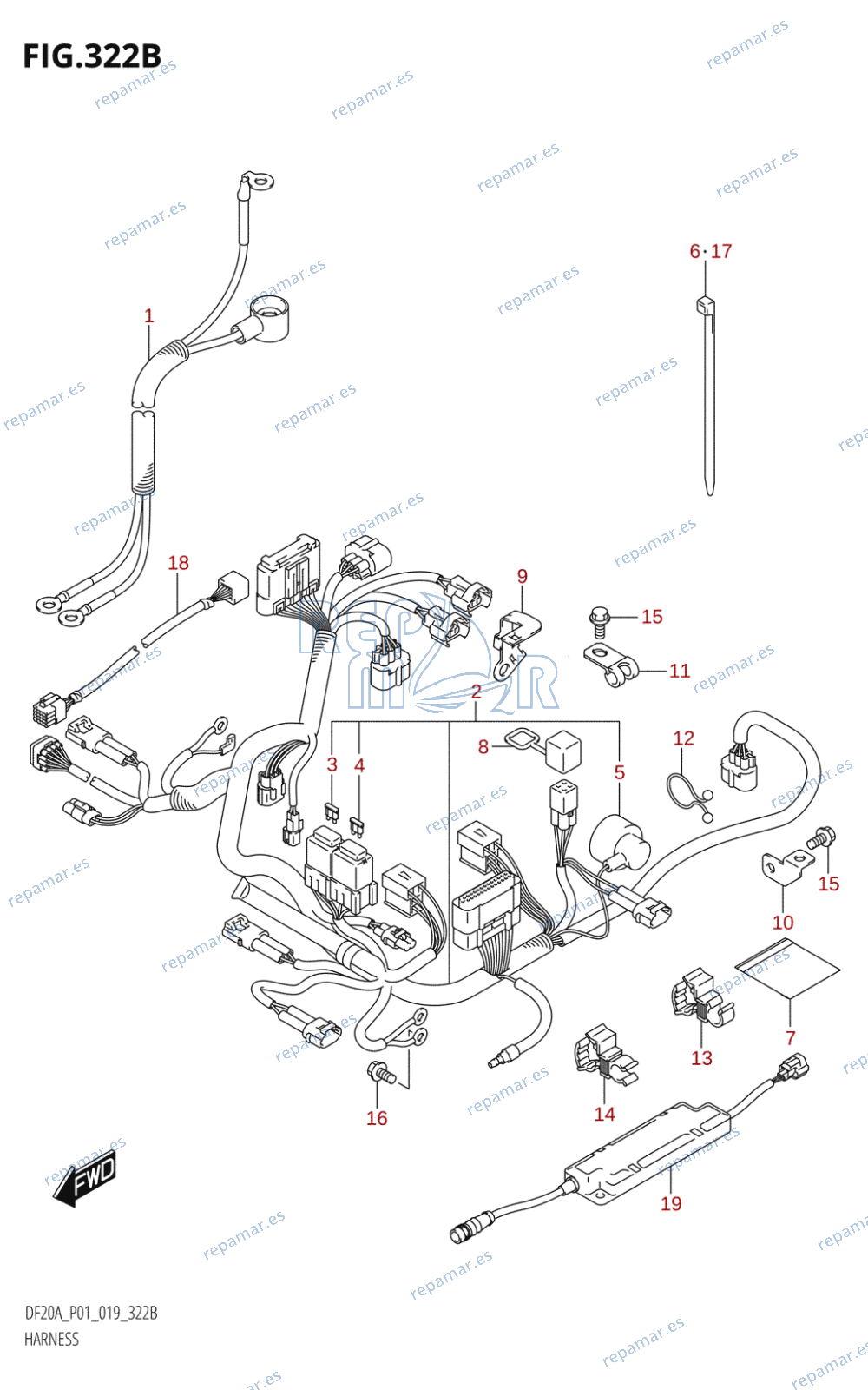 322B - HARNESS (DF9.9BR,DF15AR,DF20AR)