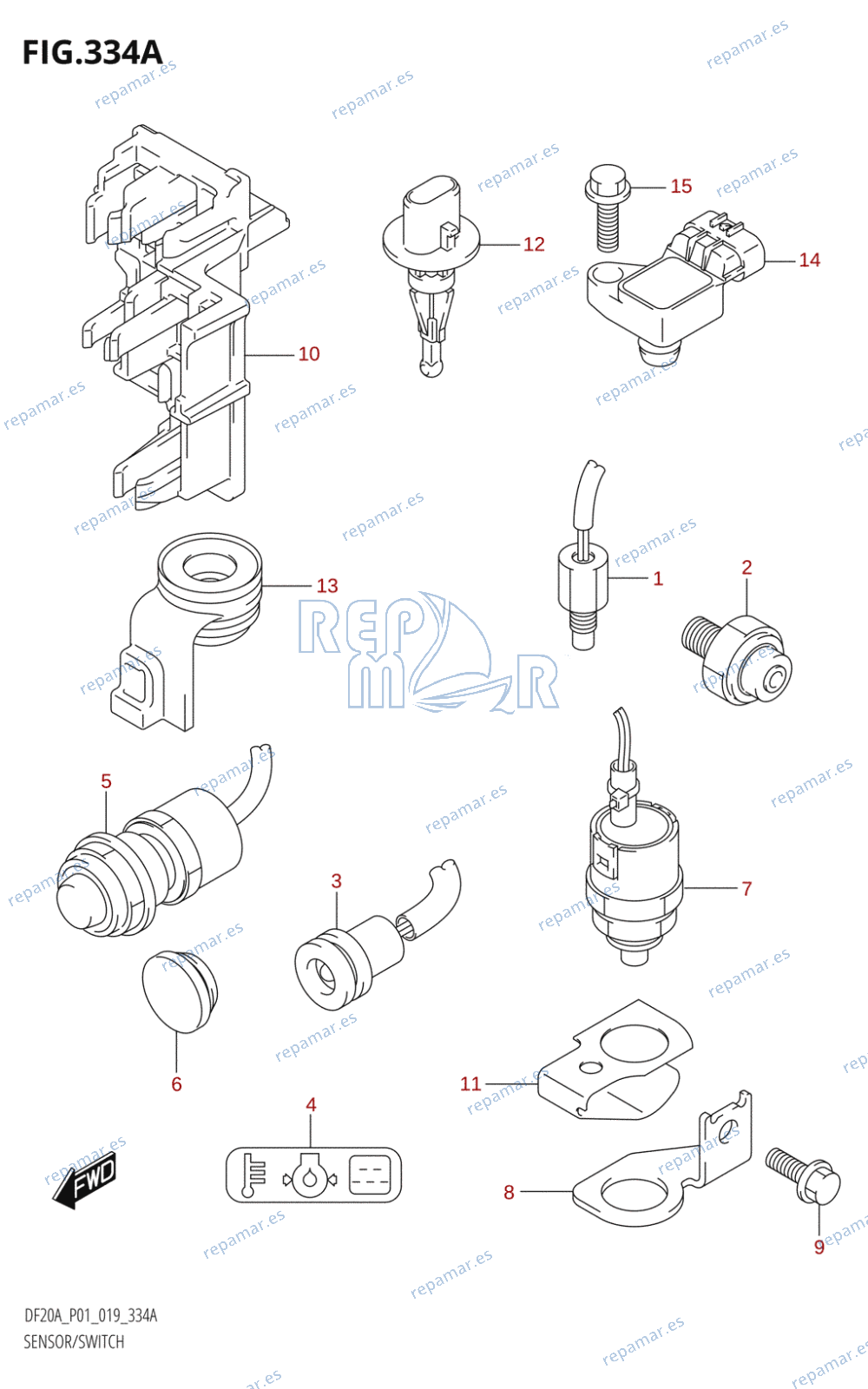 334A - SENSOR /​ SWITCH (DF9.9B,DF15A,DF20A:P01)