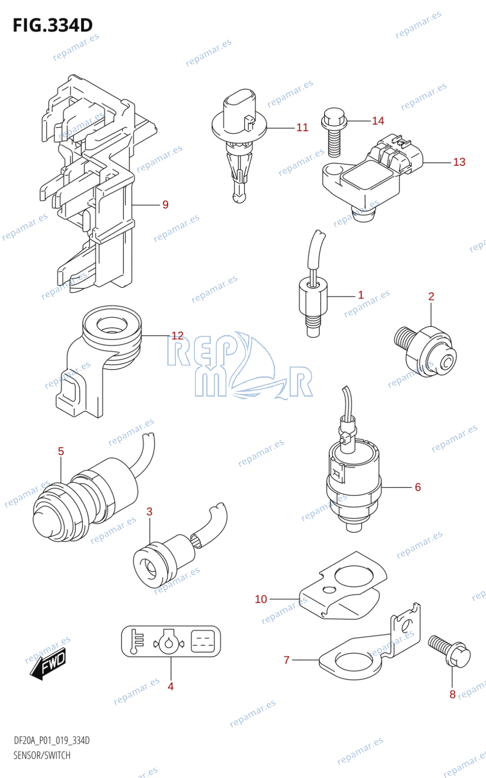 334D - SENSOR /​ SWITCH (DF9.9BTH,DF20ATH)