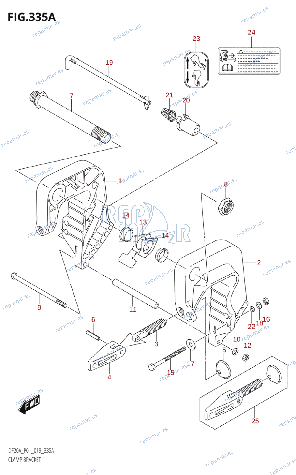 335A - CLAMP BRACKET (DF9.9B,DF15A,DF20A:P01)