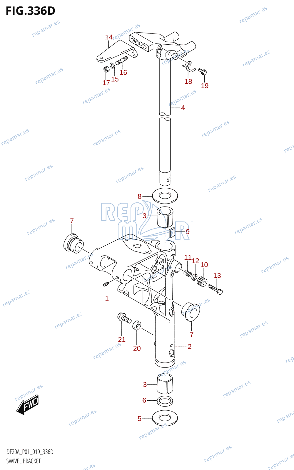 336D - SWIVEL BRACKET (DF9.9BT,DF15AT,DF20AT)