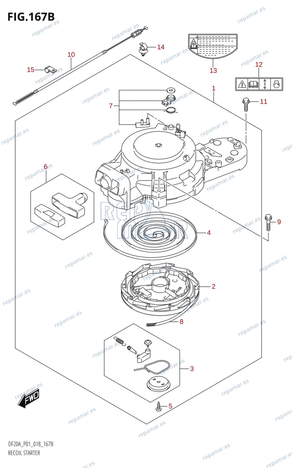167B - RECOIL STARTER (DF9.9BT,DF9.9BTH,DF15AT,DF20AT,DF20ATH)
