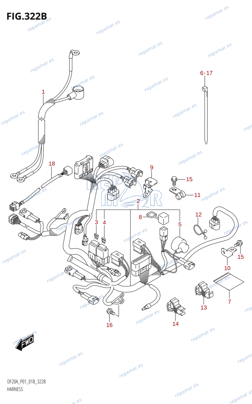 322B - HARNESS (DF9.9BR,DF15AR,DF20AR)