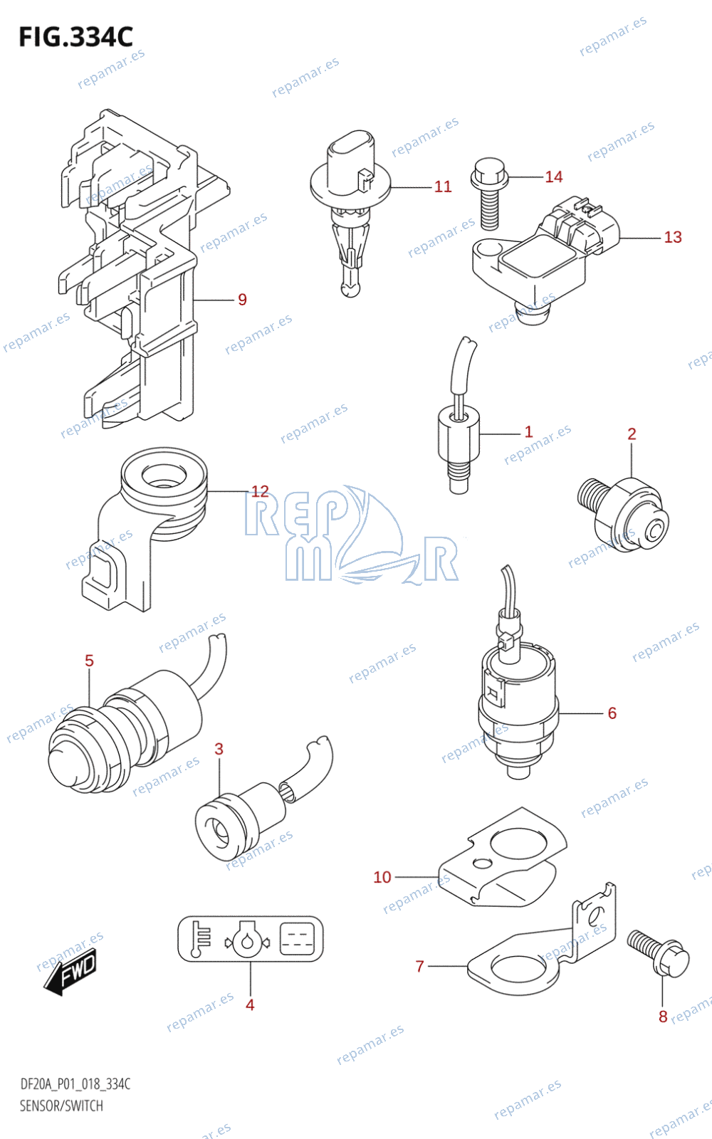 334C - SENSOR /​ SWITCH (DF9.9BTH,DF20ATH)