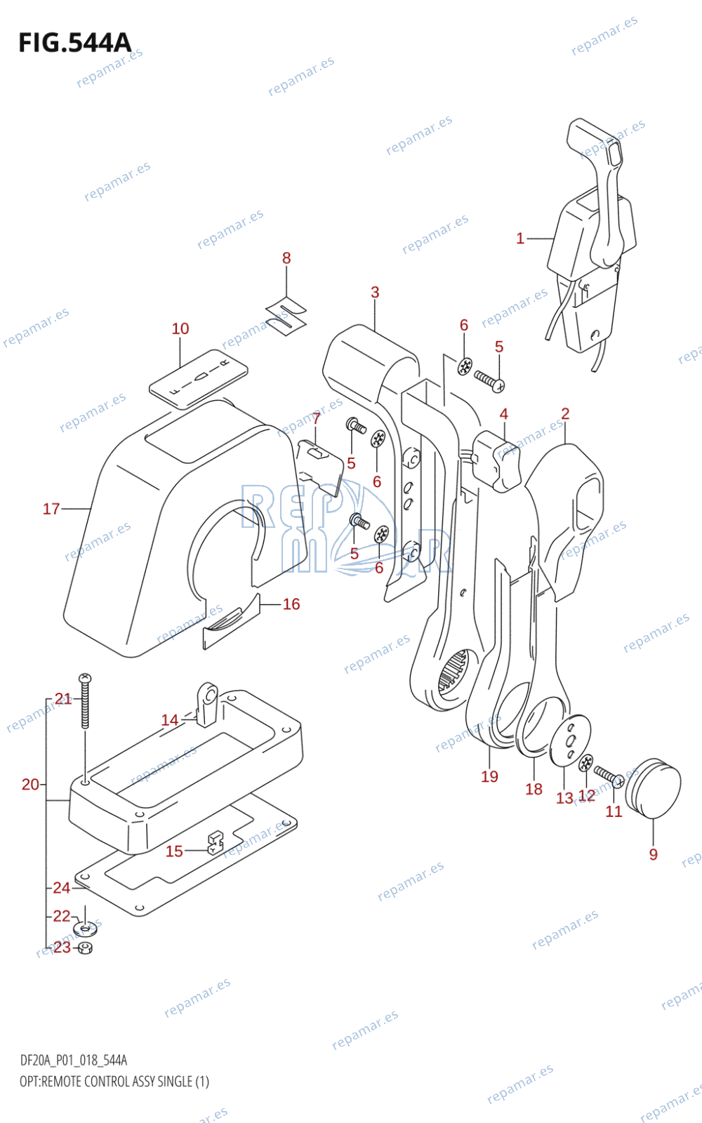 544A - OPT:REMOTE CONTROL ASSY SINGLE (1) (DF9.9B,DF9.9BR,DF9.9BT,DF15A)