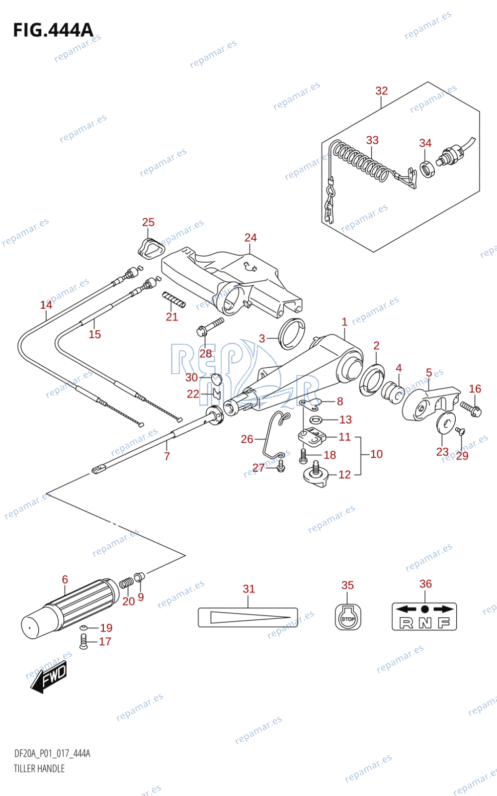 444A - TILLER HANDLE (DF9.9B:P01)