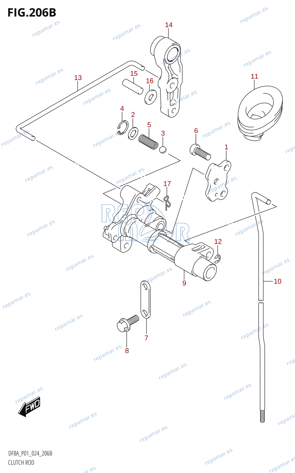 206B - CLUTCH ROD (DF8AR)