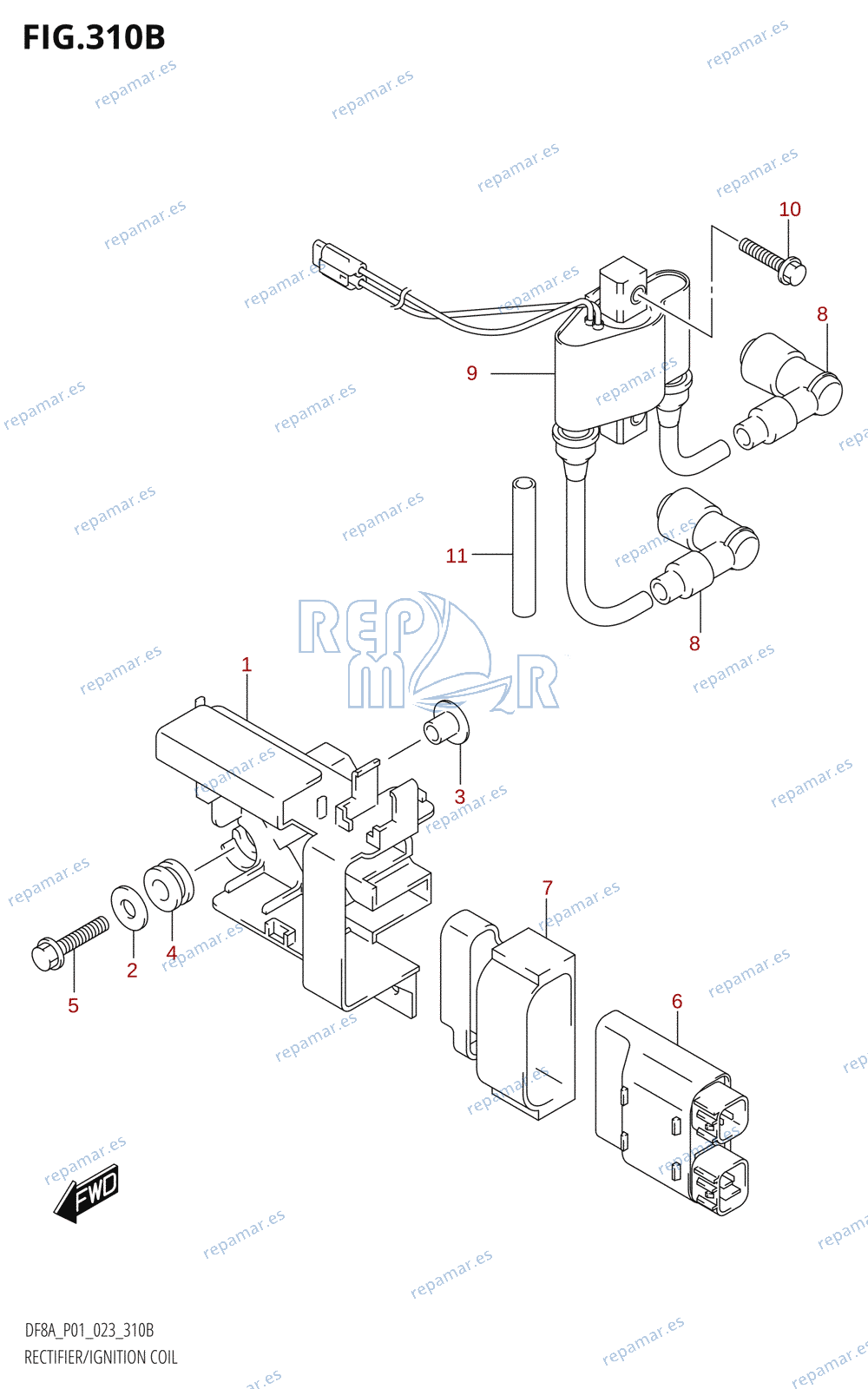 310B - RECTIFIER /​ IGNITION COIL ((DF8A,DF9.9A):023)